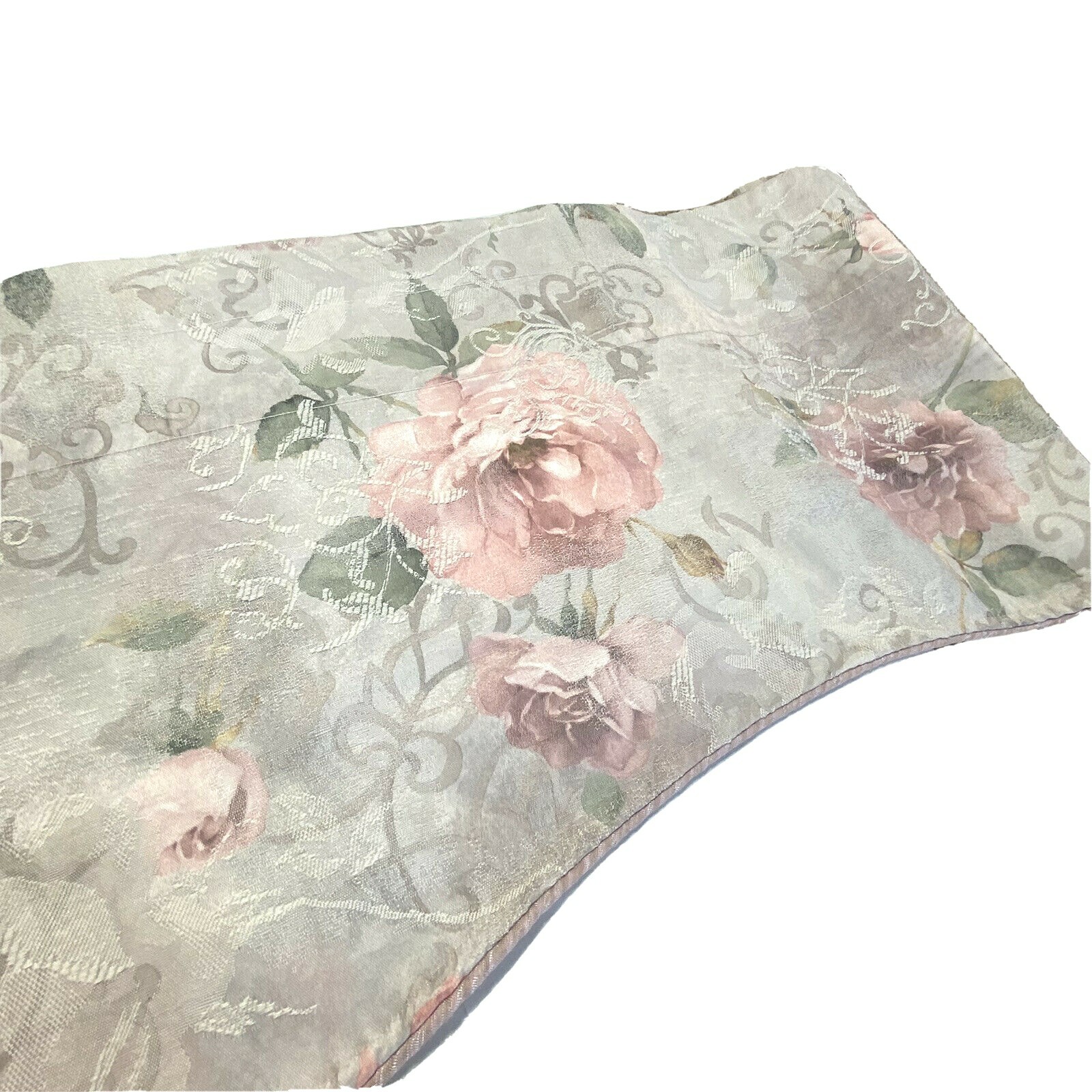 Vintage 90s Martex Valance Luxury Wide Window Curtain Pink Beige Floral Print