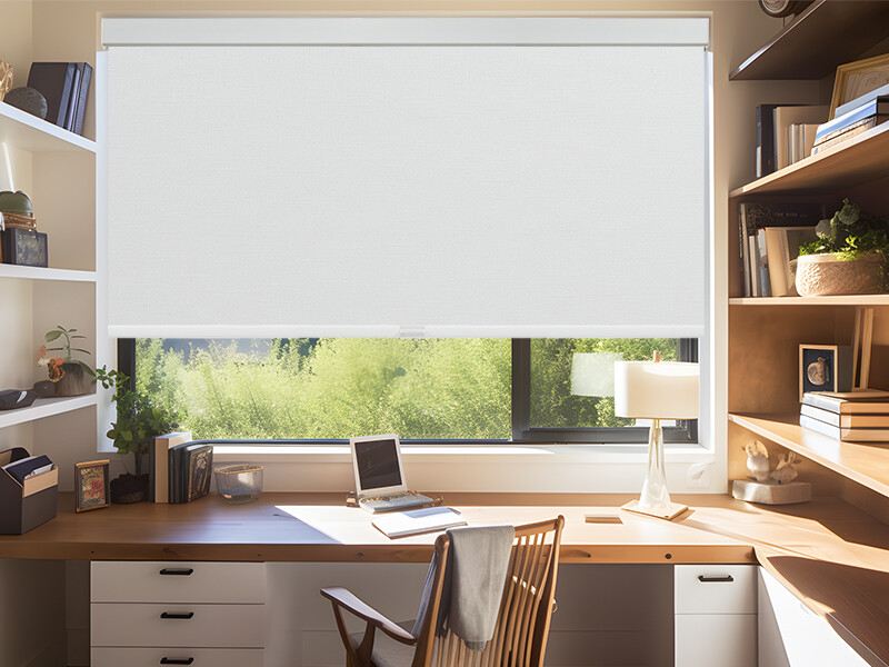 Luxury Cordless Free Stop White Jacquard Blackout Roller Shades with Valance