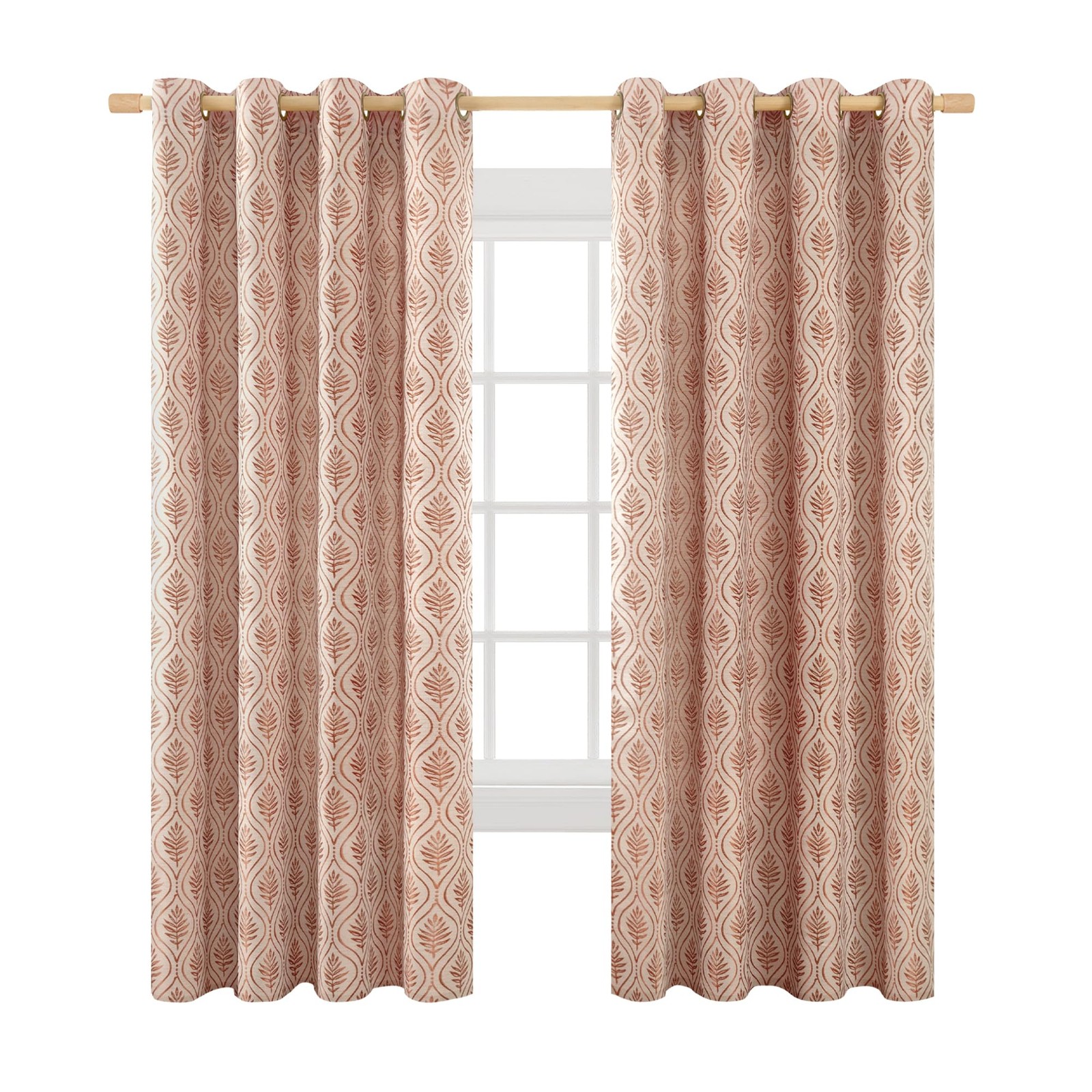 Bgment Terracotta Leaf Jacquard Curtains 72 Inches Long For Living Room French