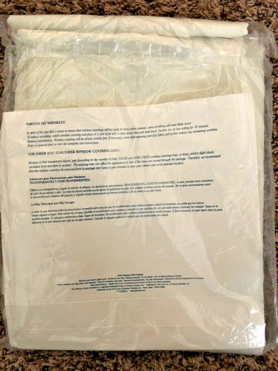 LISETTE VOILE WINDOW SCARF BY J C PENNEY CREAM NEW IN PACKAGE 60″ X 216″