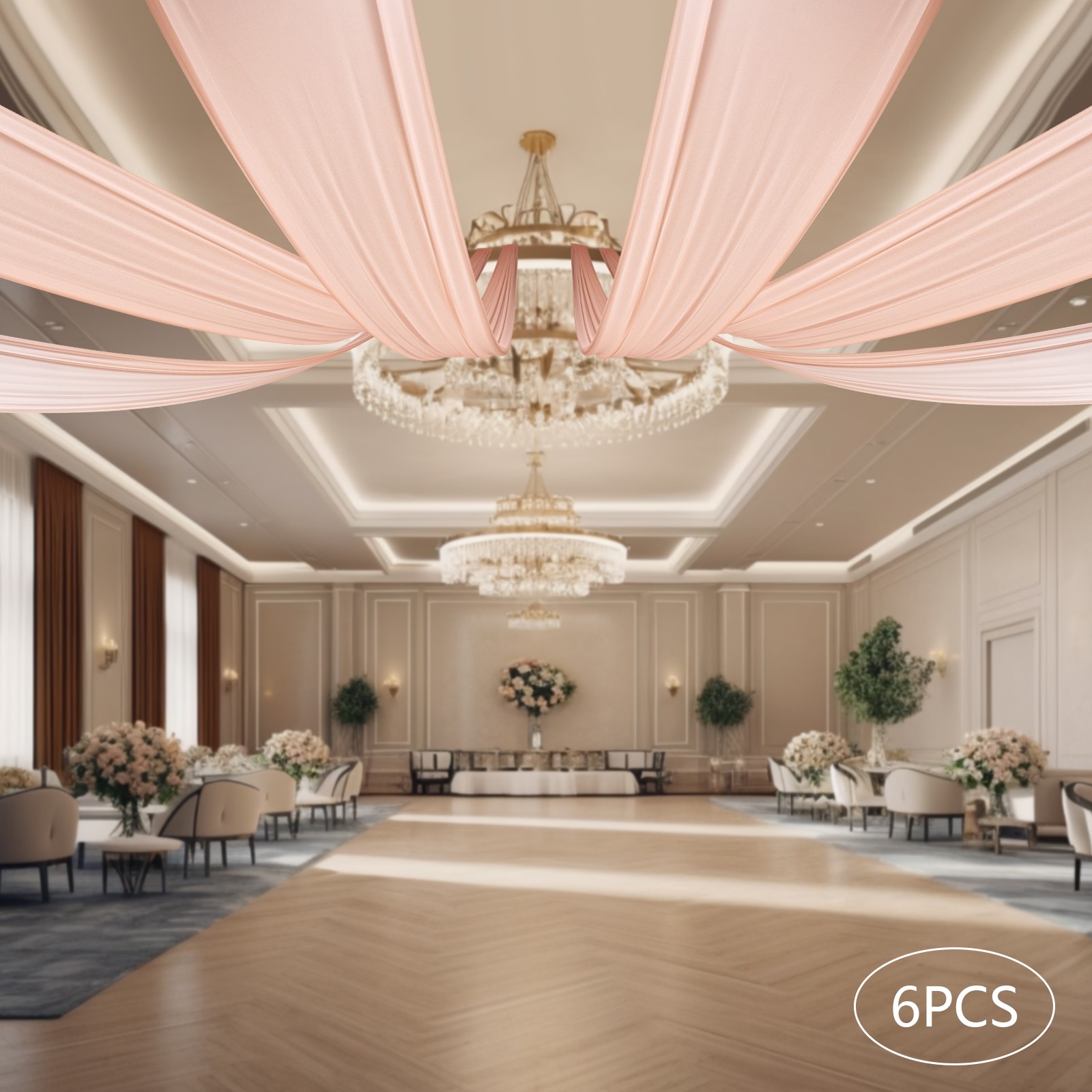 Deep Rose Ceiling Drapes for Wedding5Ftx30Ft Sheer Curtains Chiffon Drapin New