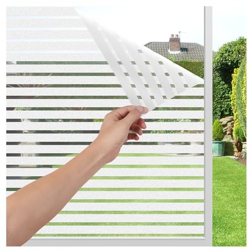 Privacy Window Film Self-Adhesive No-Glue Static Cling Stripe 17.5 x 78.7 Inch