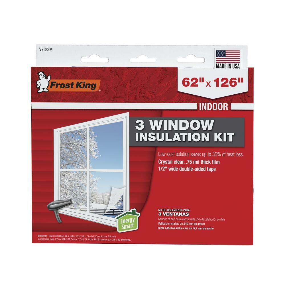 Frost King V73/3M Indoor 0.75 mil x 62″W x 126″L 3 Window Film Insulation Kit