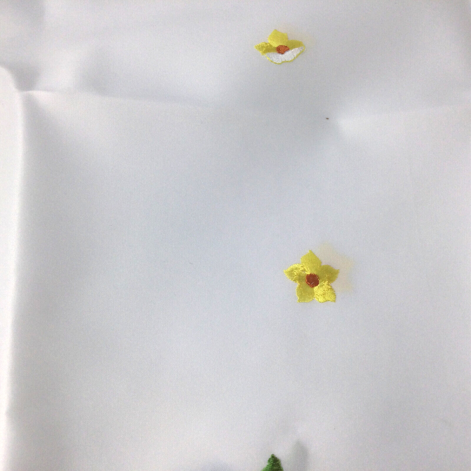 Embroidered White 2 Tiers Window Curtains Birds and Flowers 24 x 28 Each