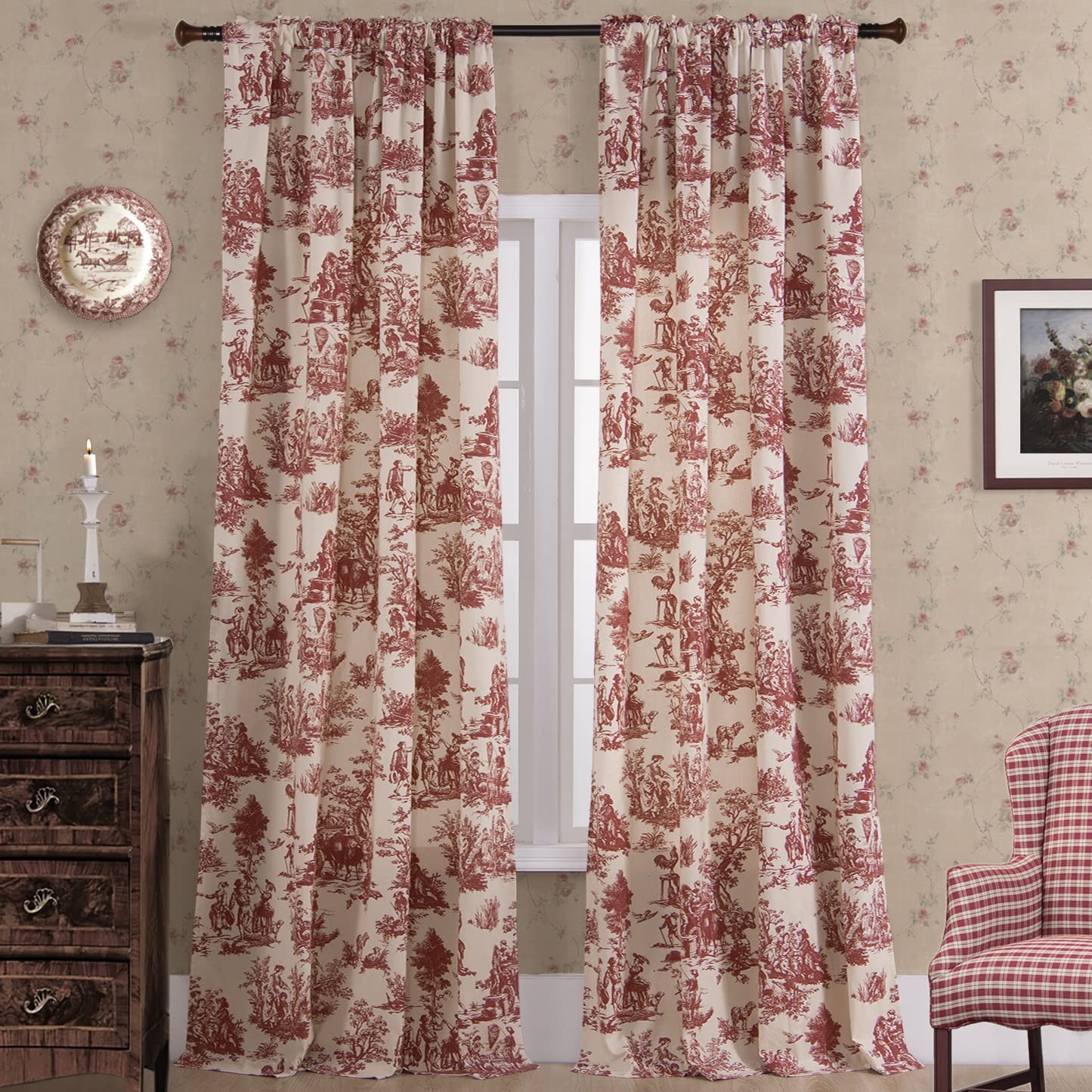 XTMYI Red Curtains Drapes 84 Inch Length for 40″W x 84″L (Pack of 2),