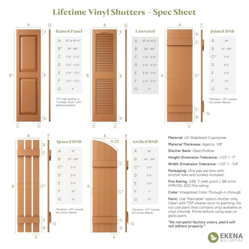 Ekena Millwork LVSAMPLECOLORS Vinyl Shutter Sample Colors