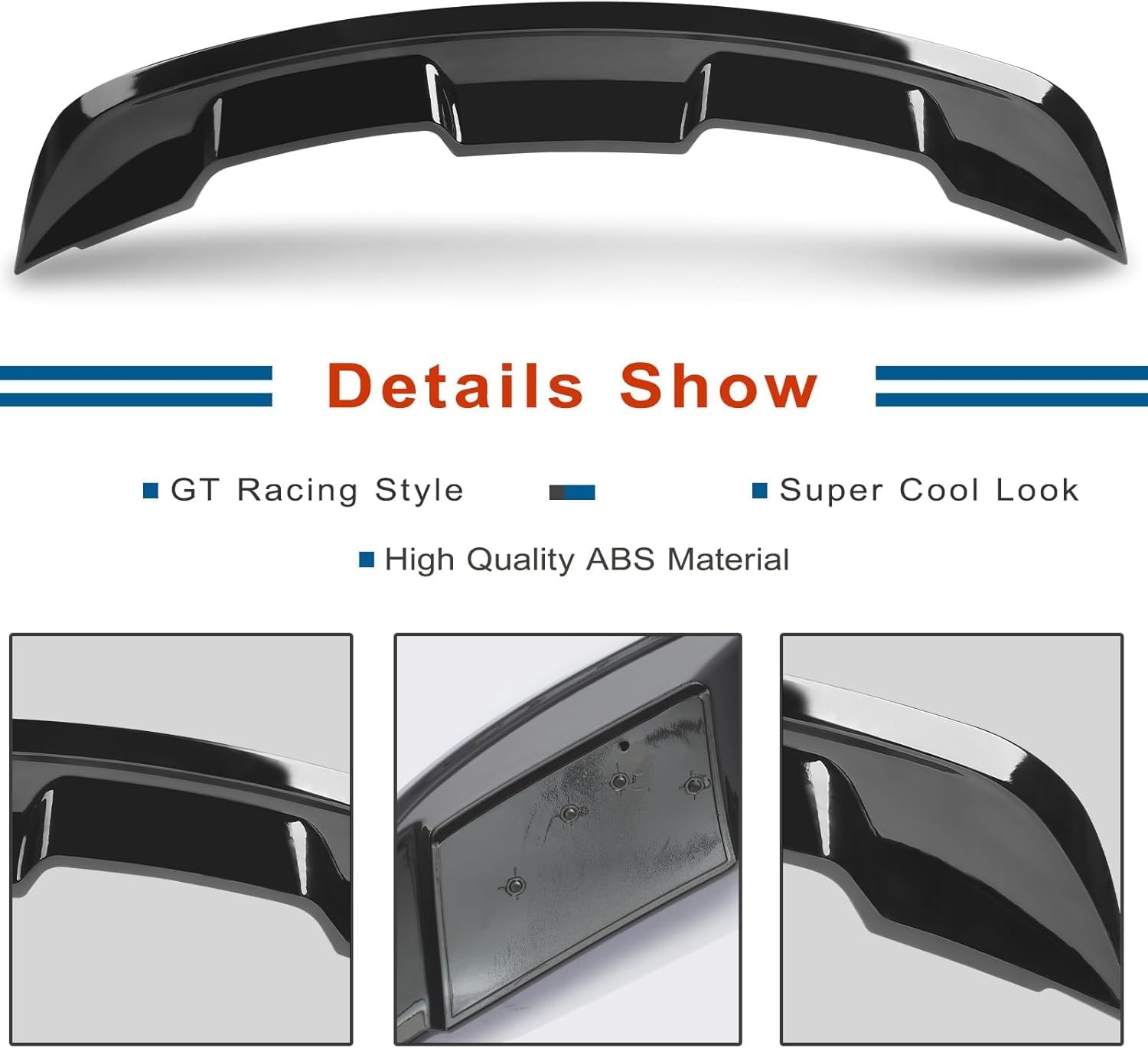 Rear Trunk Spoiler Wing For 2015-2023 Mustang Coupe GT350 GT500 Style ABS