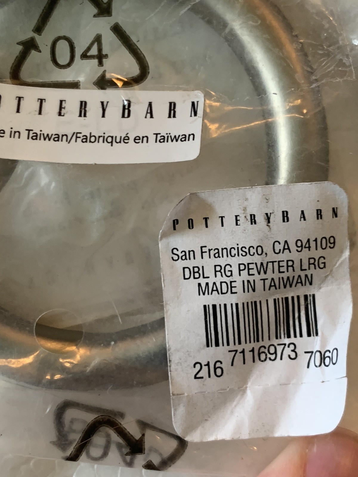 20 Pottery Barn Double Round Ring LARGE Curtain Rings Drapes PEWTER 2.5” Across