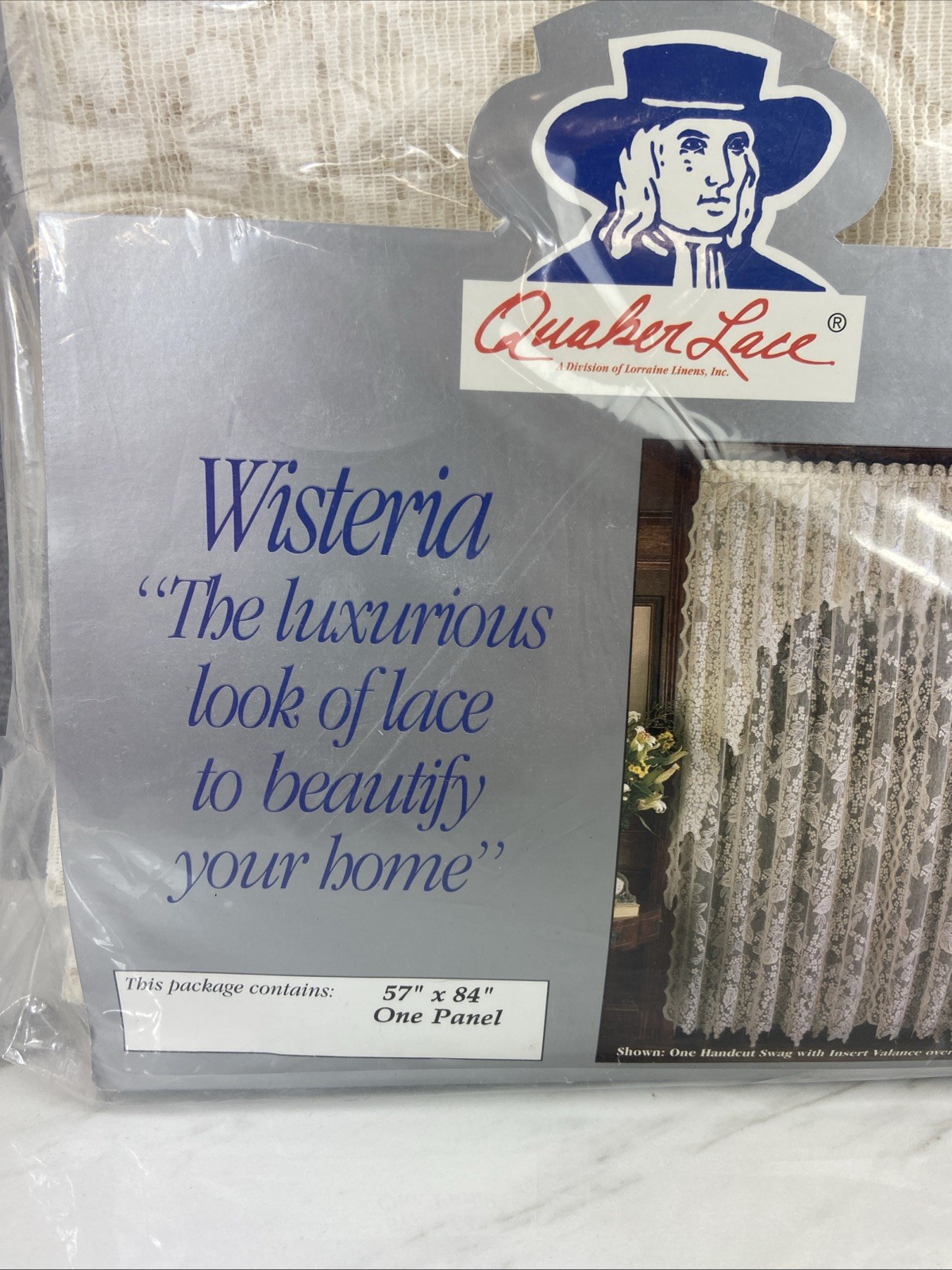 2 Vintage Quaker Lace Wisteria 57 x 84″ Panels Ivory Made In USA NOS