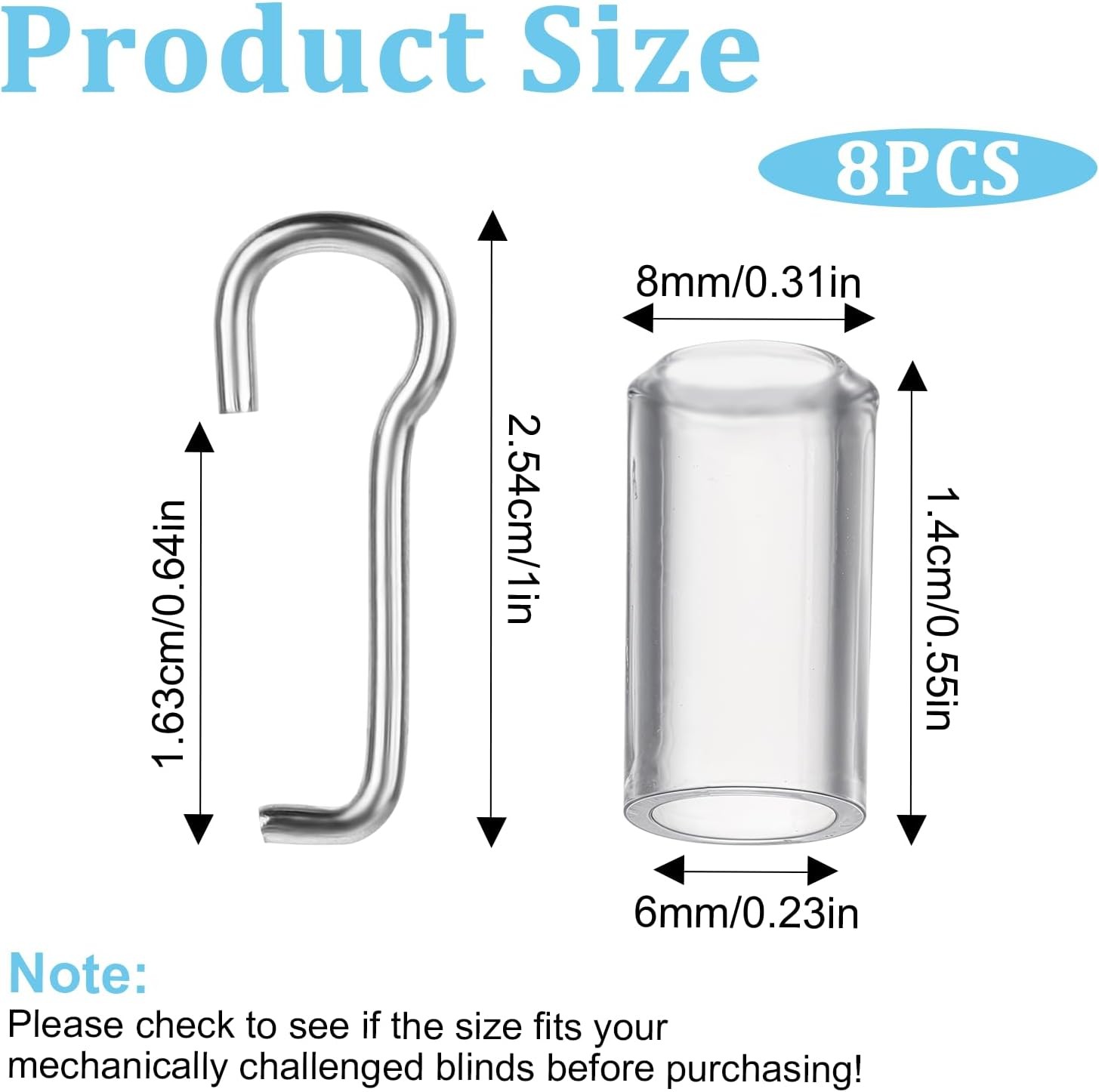 4 Set Horizontal Blinds Replacement Parts with Hook, Wire and Transparent