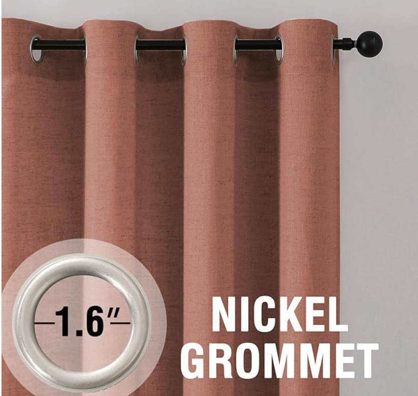Linen Blend Curtains 52 x 96 inches Terra Cotta Clay Grommet top