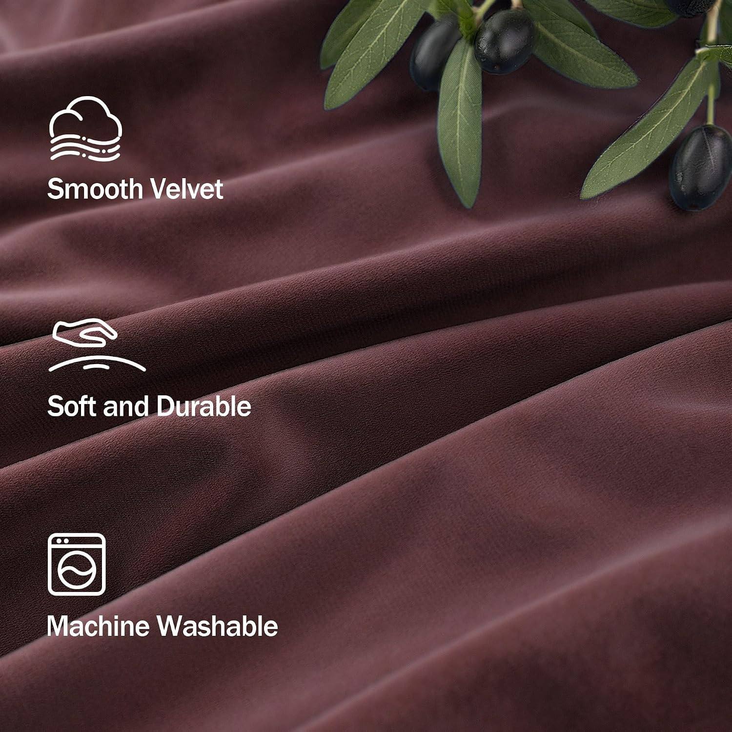 Ruby Wine Velvet Curtains 96 Inches Long for Living Room 2 Panels Light Blocking