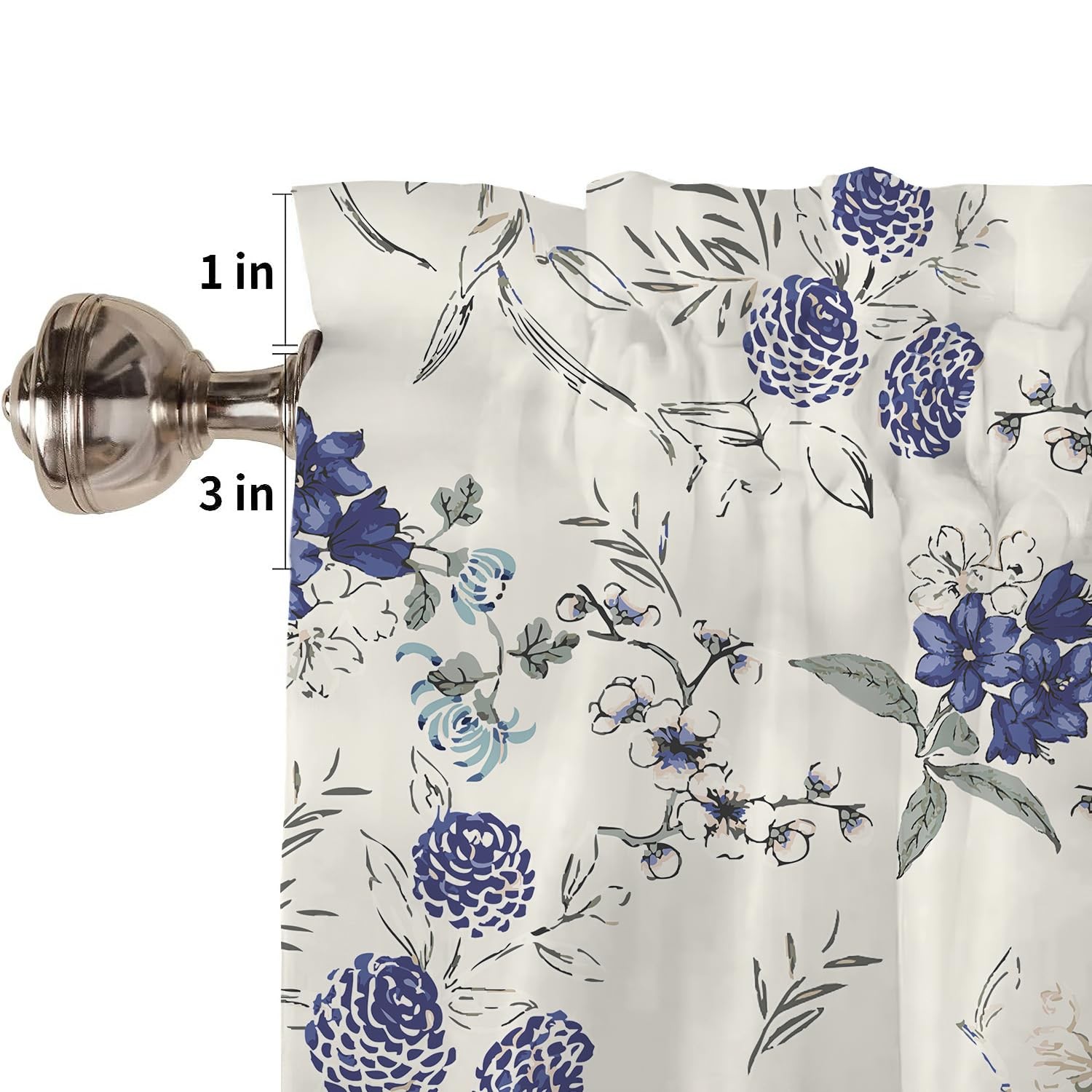 Spring Window Valances Summer French 18″W x 54″L (Pack of 1) Blue Floral