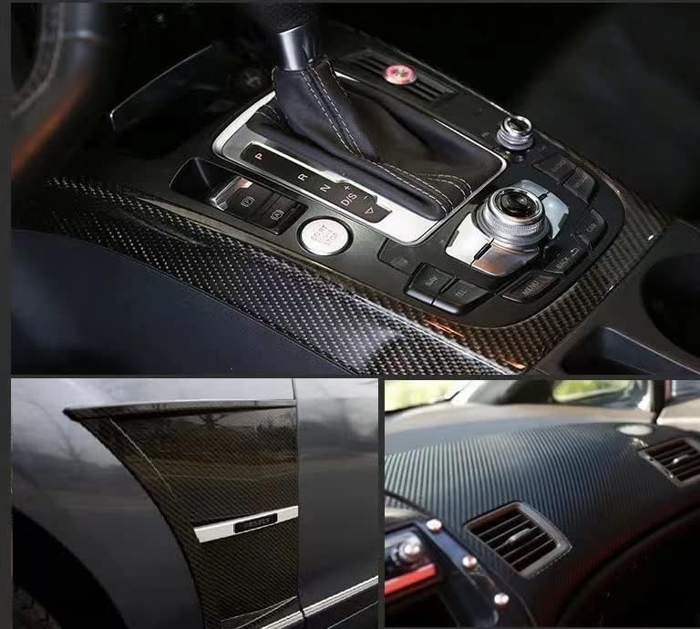 Carbon Fiber Vinyl Wrap 10Ft X 1Ft Self Adhesive Film, Black Vinyl Wrap Bubble F