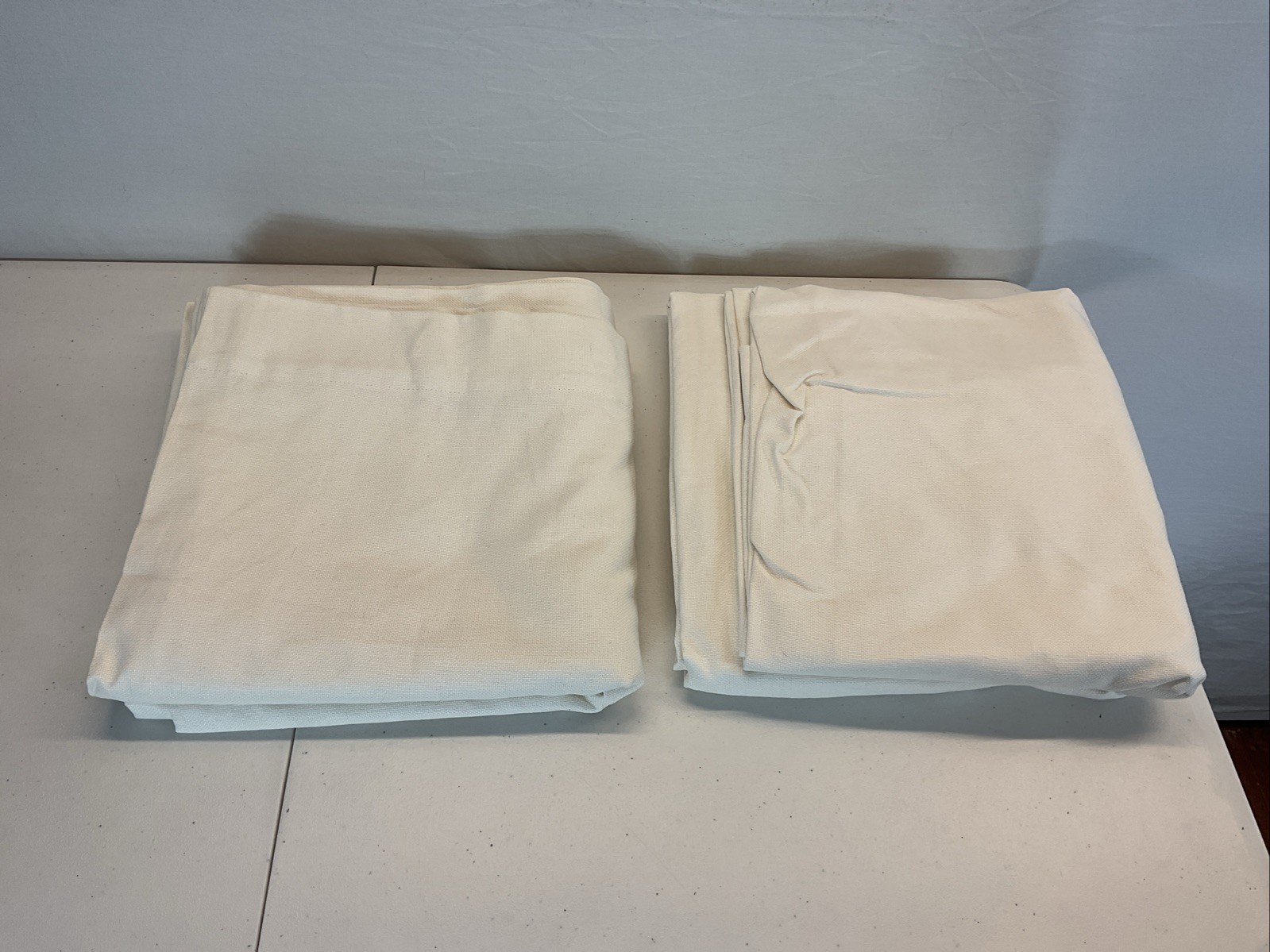 Pair of 2 Pottery Barn 3 in 1 Linen Blend Curtain panels lined 50”x108” Ivory