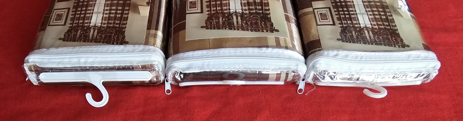 918 NYC Fortune Plaid Curtain Panels Lot 3 Brown Chocolate 54×84 NOS Rustic