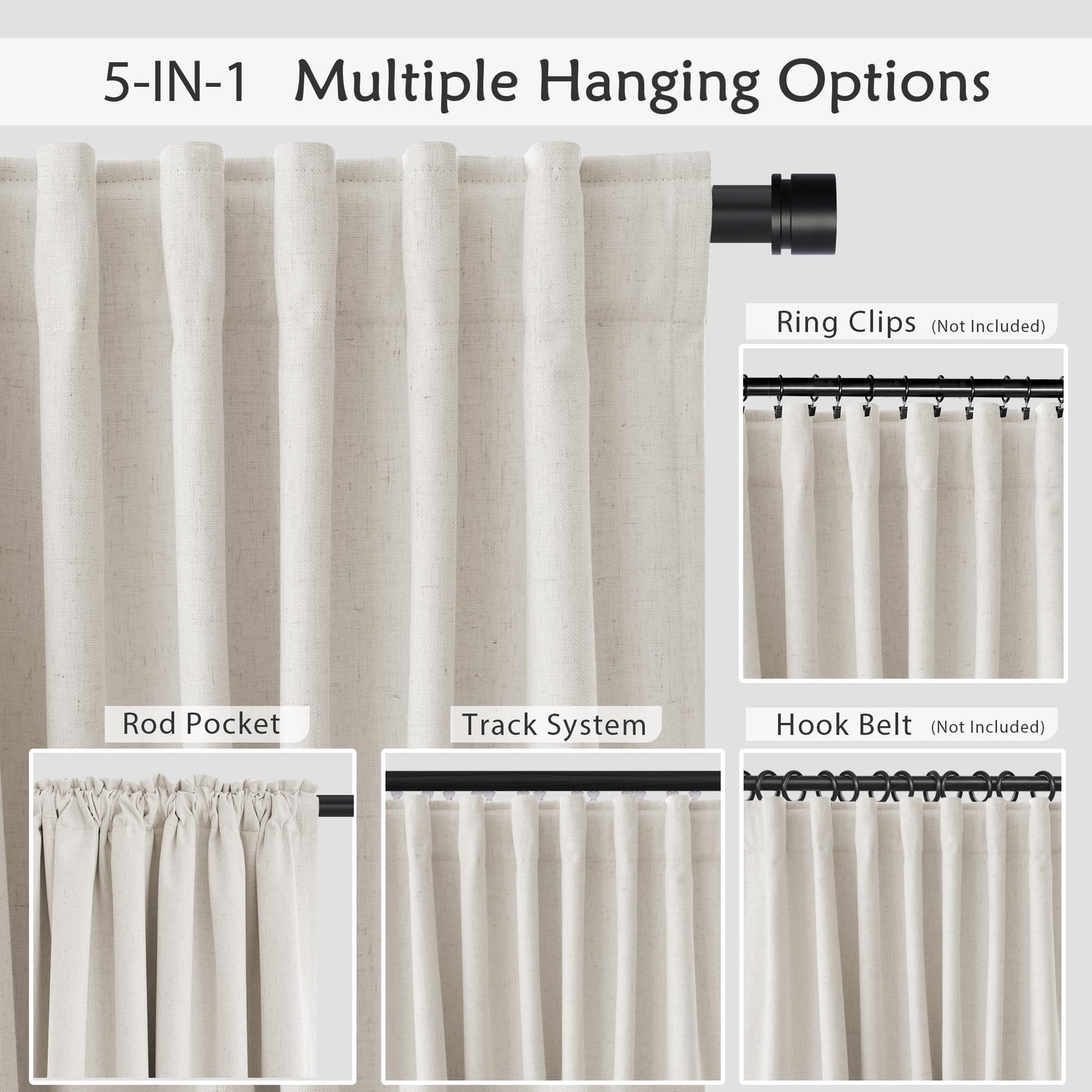 54 Inch Black Out Curtains for Bedroom 2 Panels Set, Cream