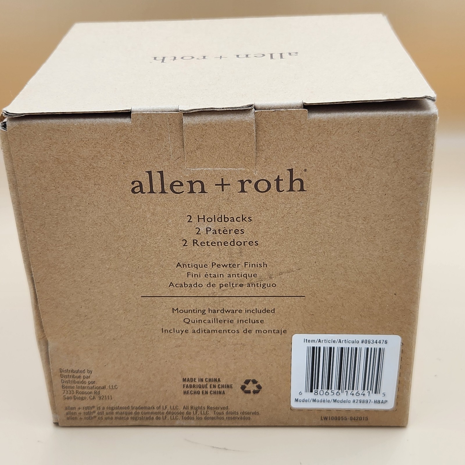 Allen + Roth Antique Pewter Finish 2 Drapery Curtain Holdbacks NEW #0634476