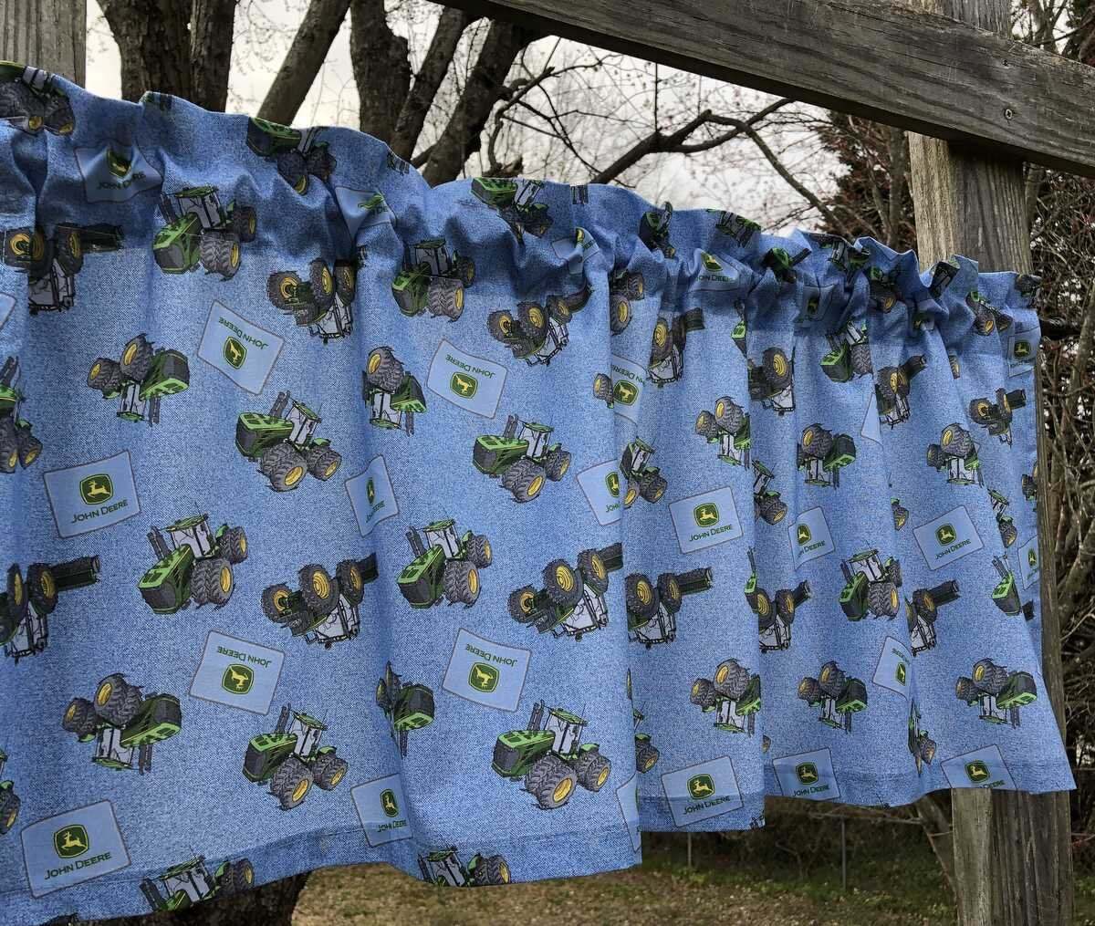 Handmade John Deere Valance Tractor Farmhouse Nursery Kitchen Bath Curtain