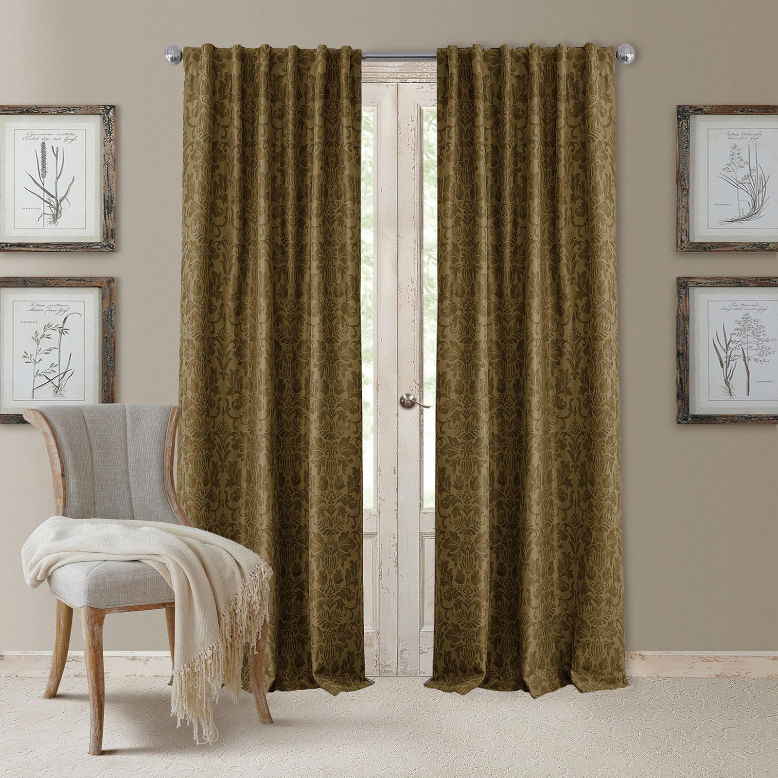 Threadmade Antonia Blackout Window 52″W x 84″L (Pack of 1), Antique Gold