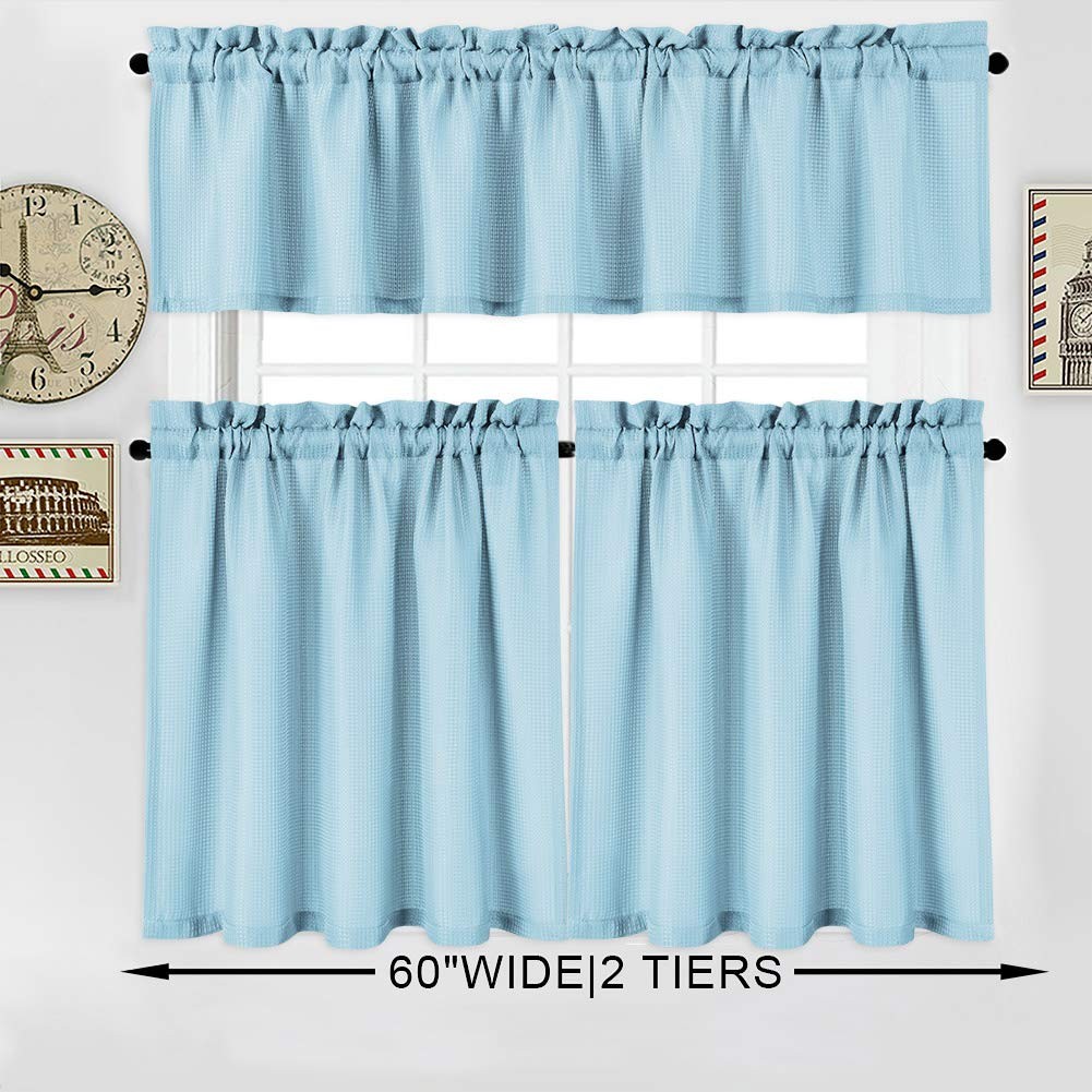 Kitchen Curtains – 45 Inch Long Casual Weave Cafe Curtains, Short Tiers Priva…
