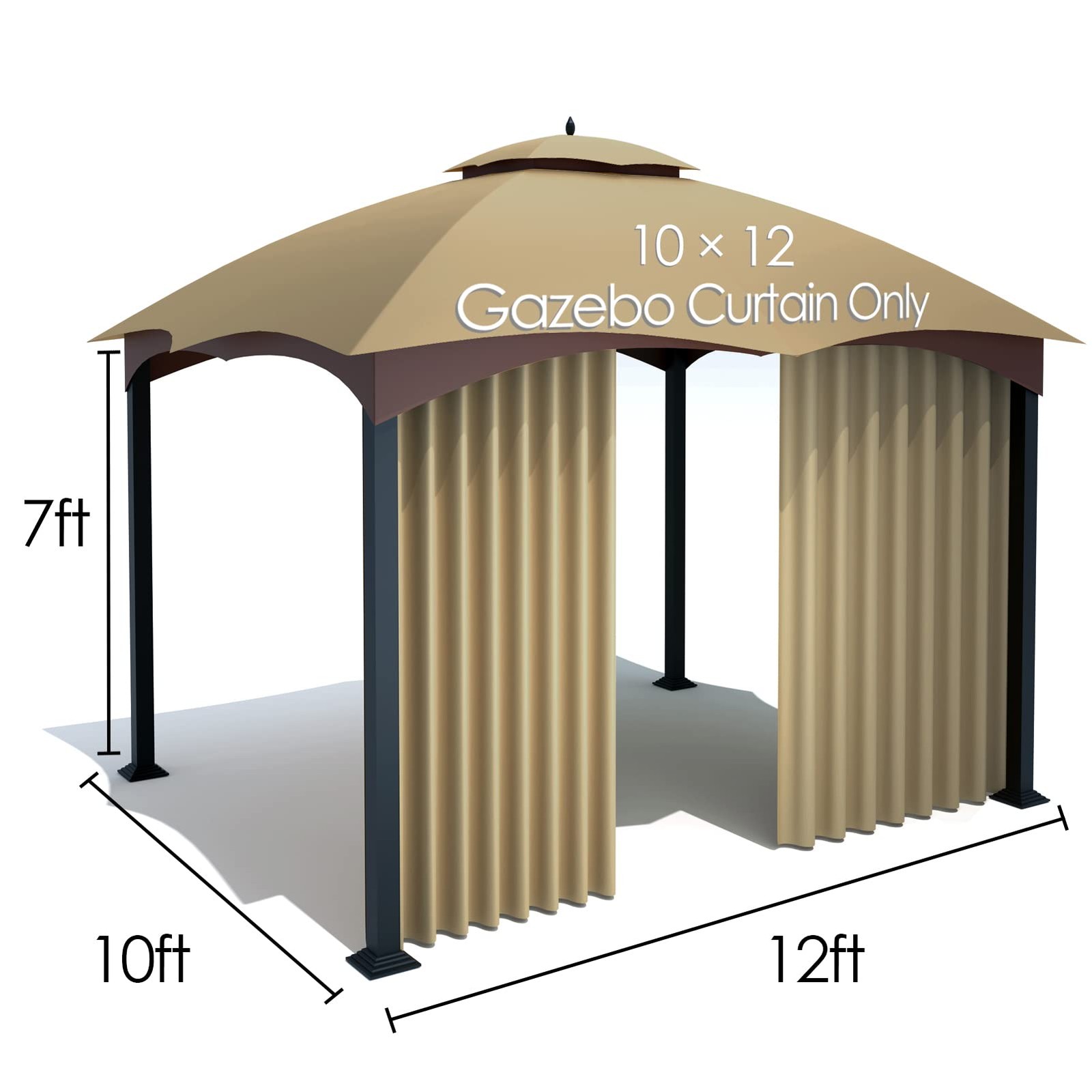Gazebo Replacement Privacy Curtain with Zipper Outdoor Universal Privacy Pane…