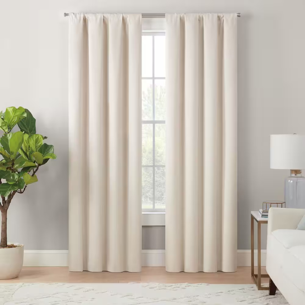 Magnitech Cannes Ivory Solid Polyester 84 In. L X 40 In. W Blackout Rod Pocket C