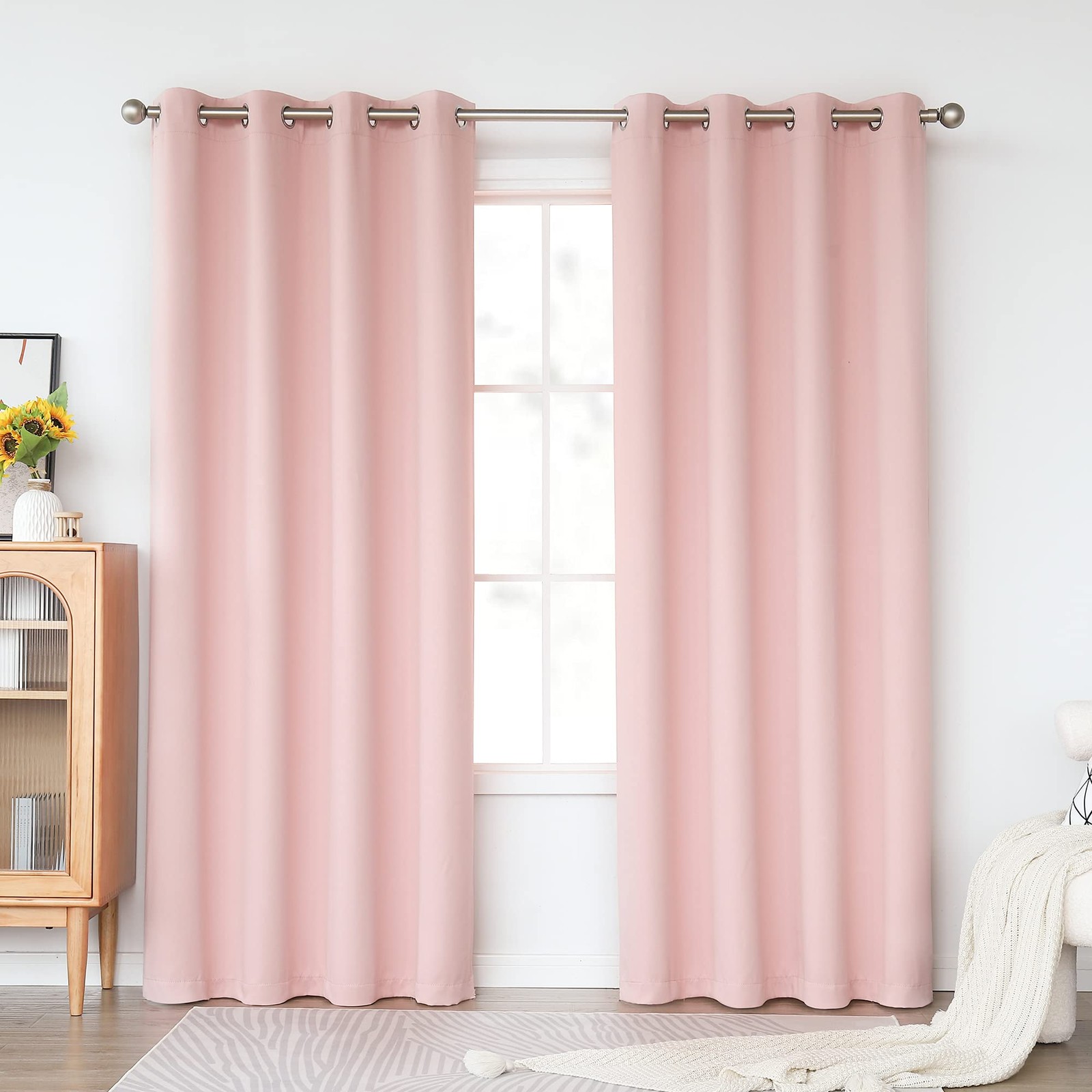 84 Inch Length Baby Pink Curtains for Girls Kids Nursery Bedroom – Thermal In…