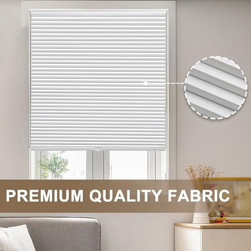 1.5-Inch Cellular Cordless Blackout Shades,Thermal 19″W x 36″H White-blackout