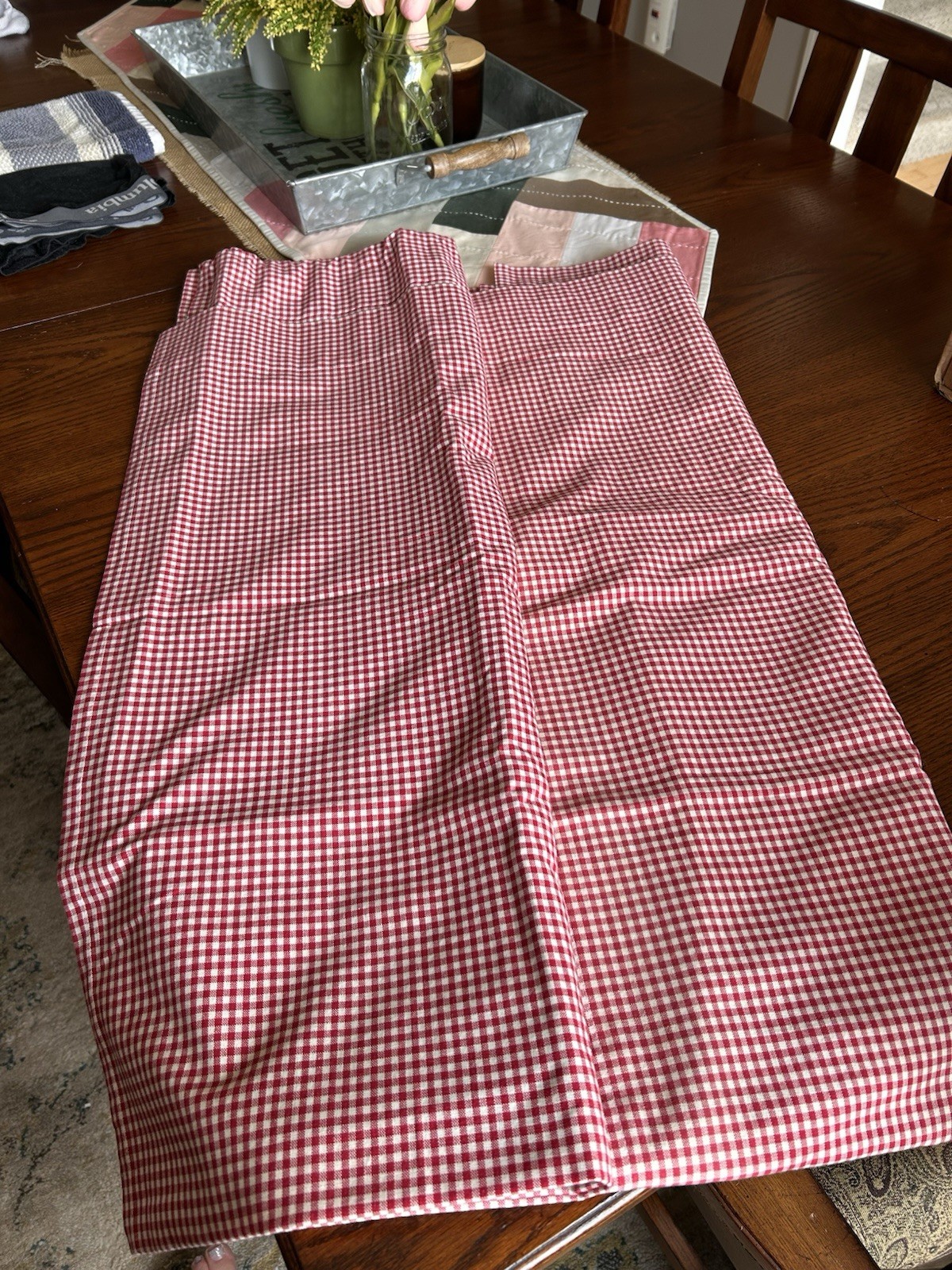 Pottery Barn Kids Red Gingham Curtains (2-44×63 Panels) Very Lightly Used.