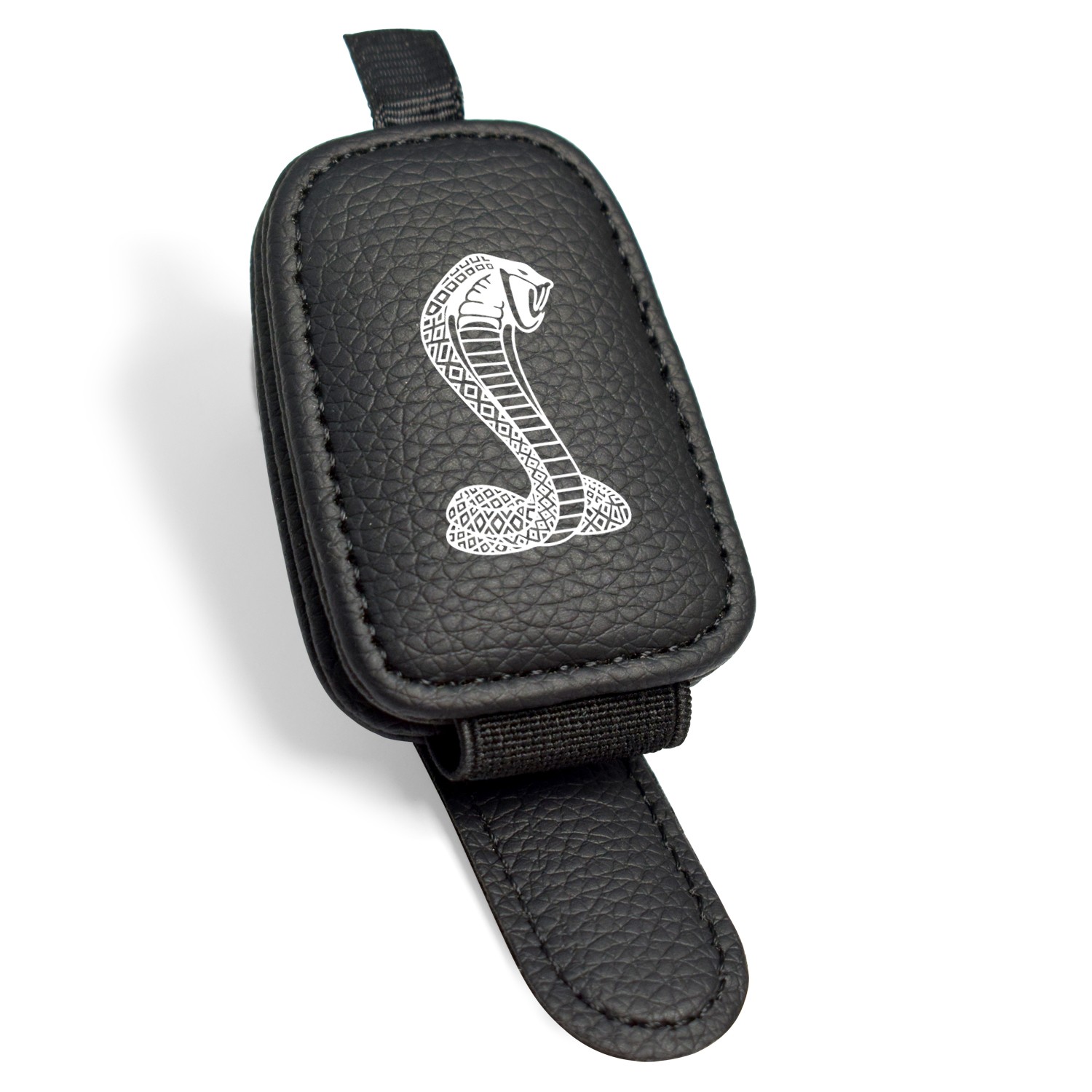Ford Cobra Rectangle Black Leather Magnetic Sunglass Sun Visor Holder