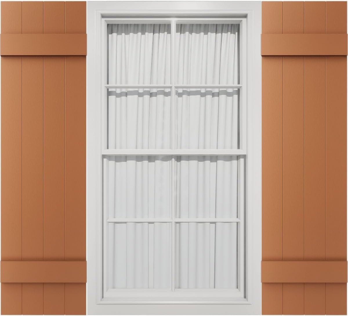 Standard Size Four Board Joined Shutters 14″W x 47″H Mid-America Vinyl 1pair