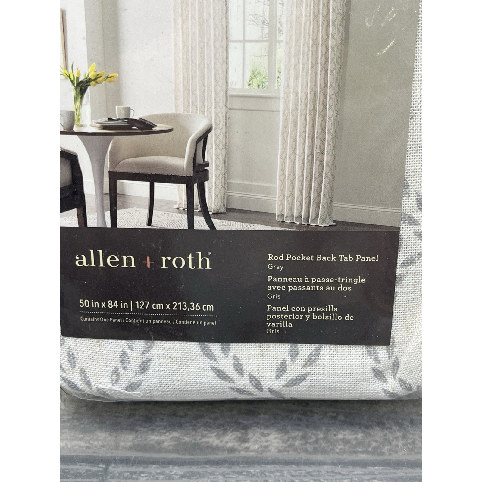 Allen + Roth 50” X 84” Single Curtain Gray Design Rod Pocket Back Tab Panel {20}
