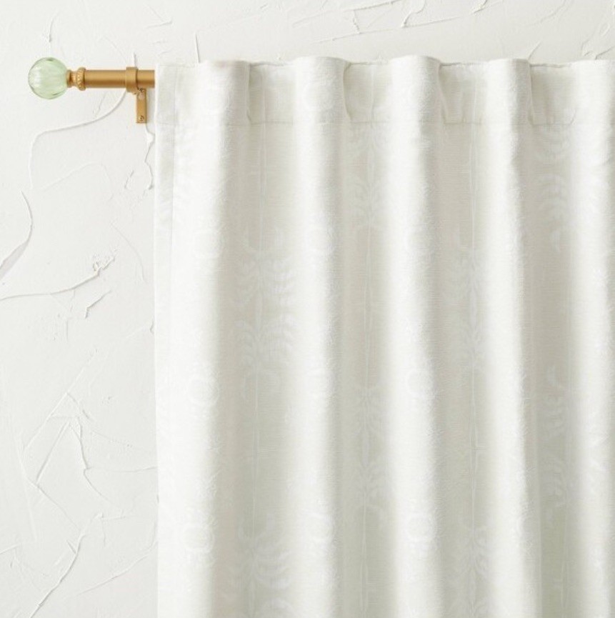 1pc 50″x63″ Blackout Opalhouse Palm Frond Chenille Jacquard Window Curtain cream