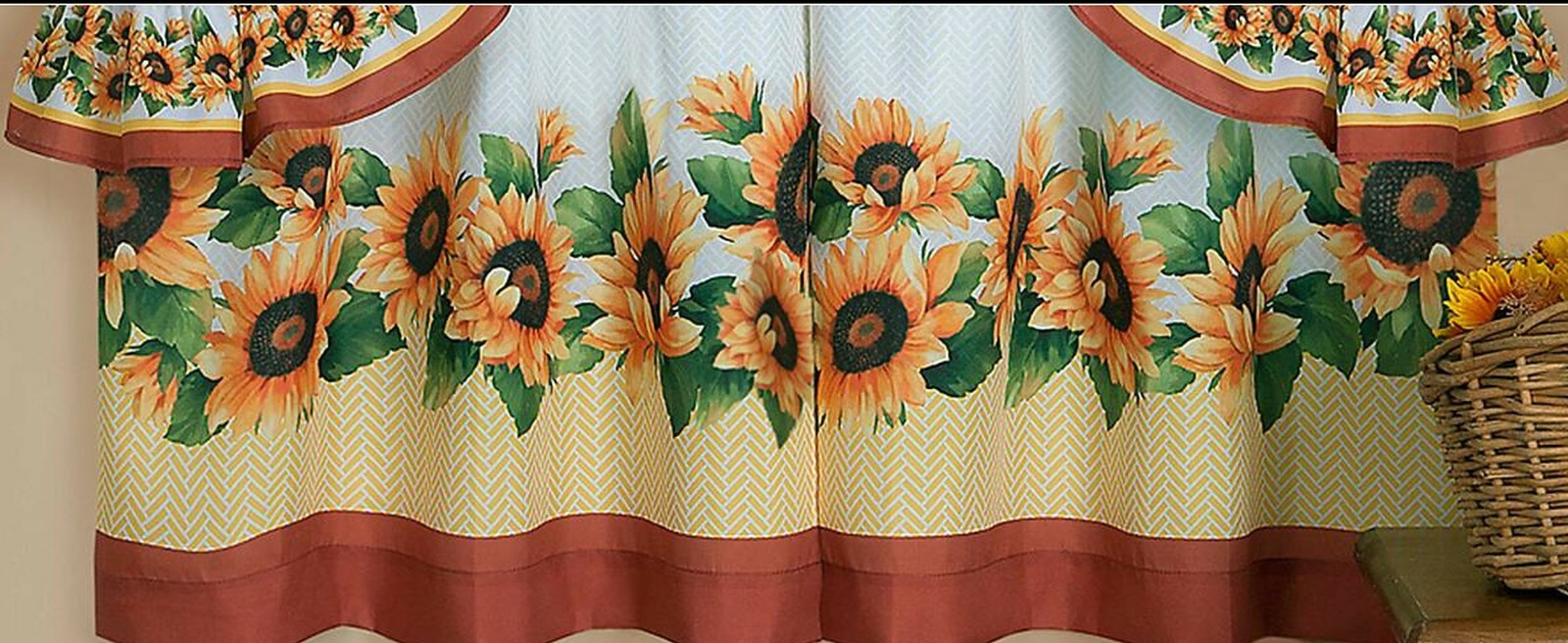 3 Pc Curtains Cottage Set: 2 Tiers & Swag (57″ x 30″) SUSAN SUNFLOWERS by Achim