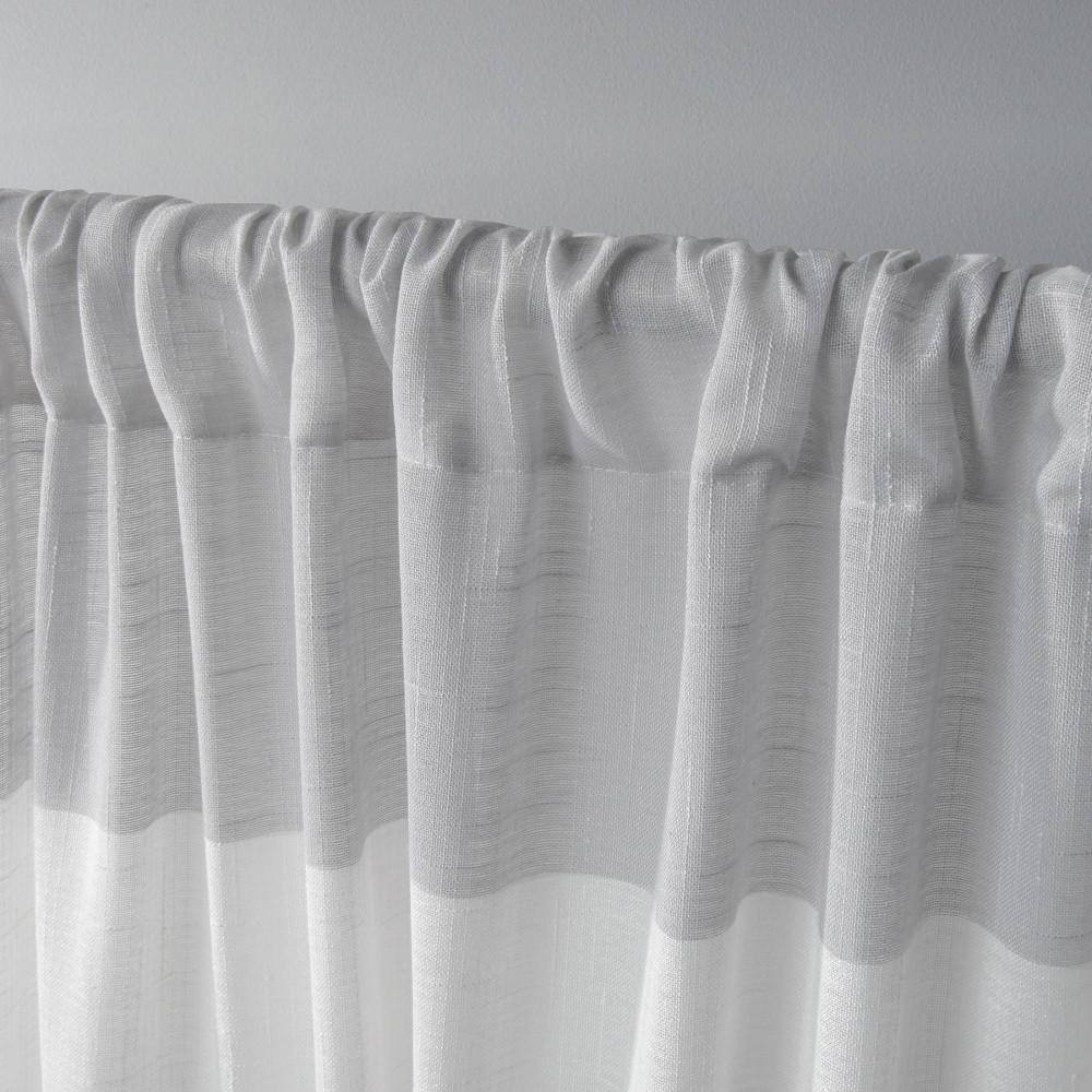 Darma Dove Grey Stripe Sheer Rod Pocket Curtain, 50 In. W X 96 In. L (Set of 2)