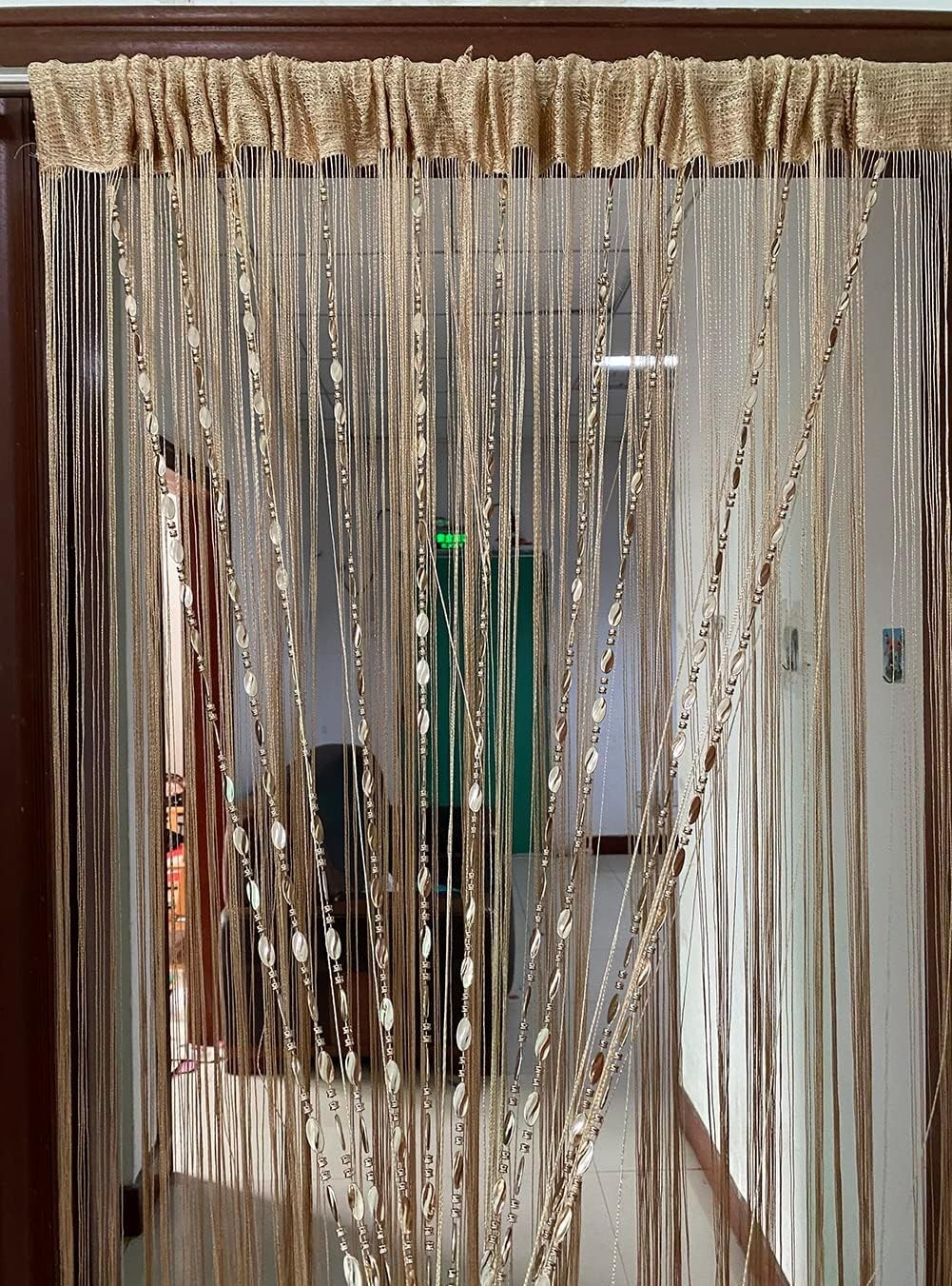 Art Deco Semi-Sheer Tassel Curtain in Champagne for Home Decor – 39.3” x 76.7”