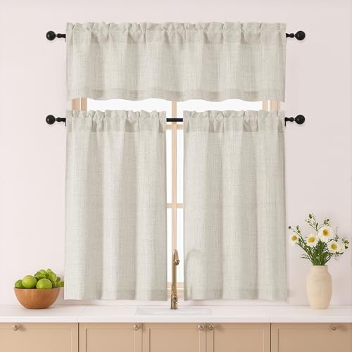 Valances for Windows – Light Filtering Faux 60″W x 14″L (Pack of 1) Natural