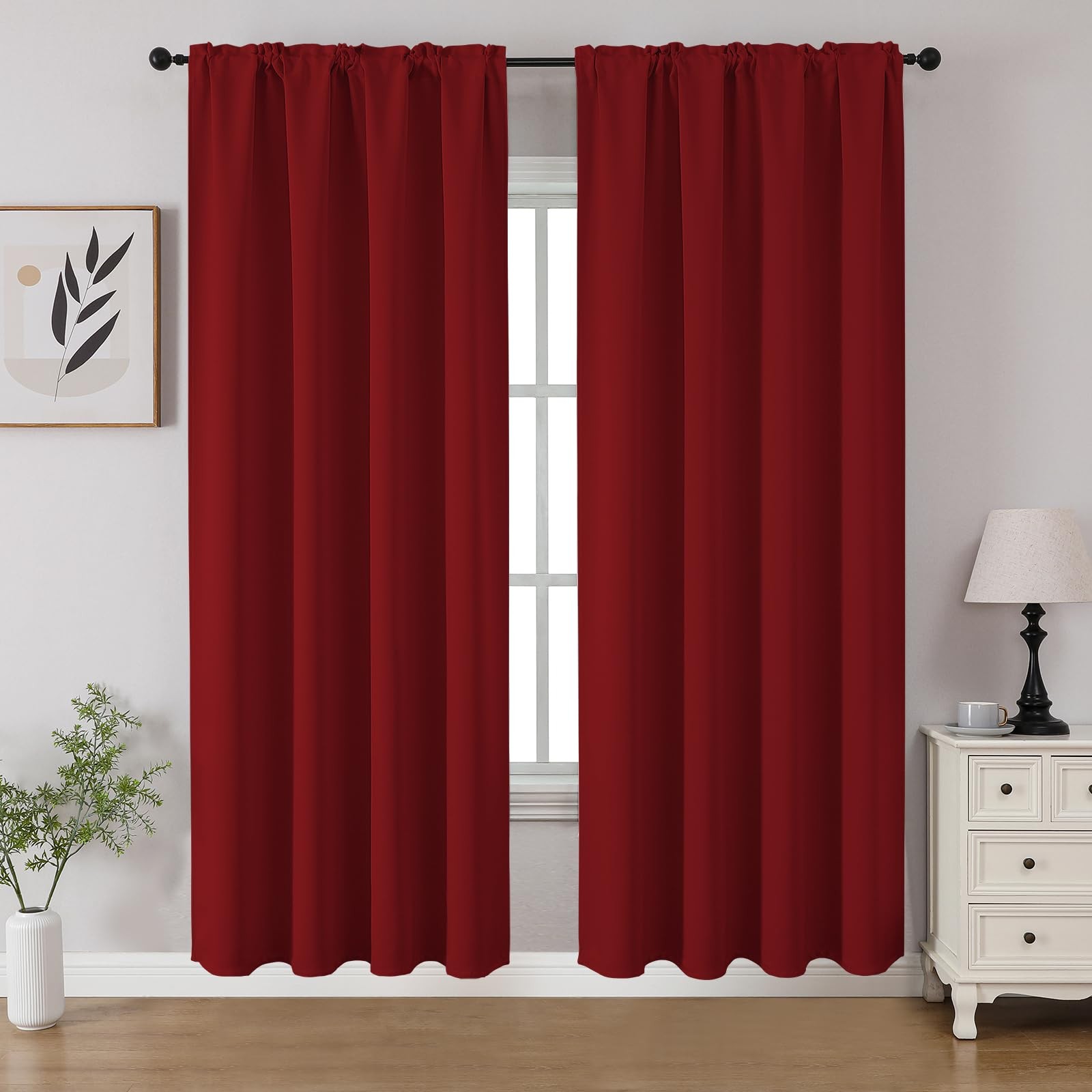 Red Blackout Curtains Set Of 2 52 W X 72 L Thermal Insulated Privacy Drapes