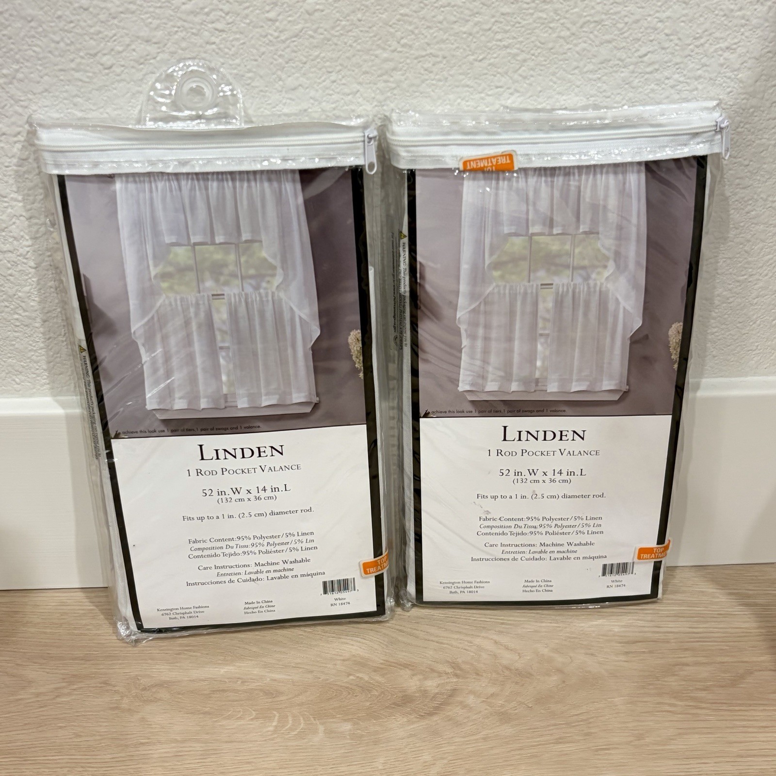 Linden Sheer Window Curtain Tier Pair – 2 panels each measure 52″ x 14″
