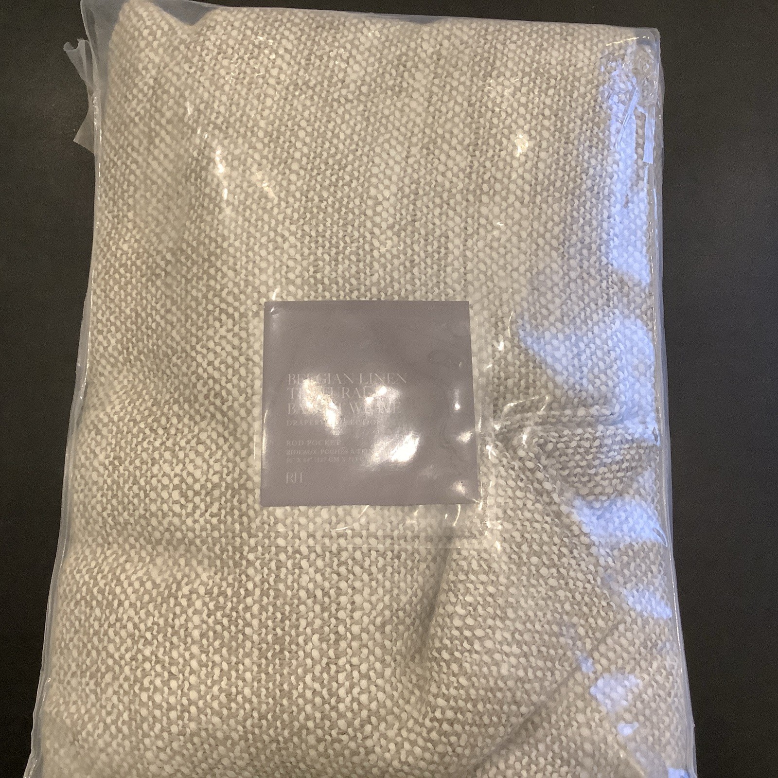 Restoration Hardware Belgian Linen Text Basketweave 84×50 Drapery Curtain Sand