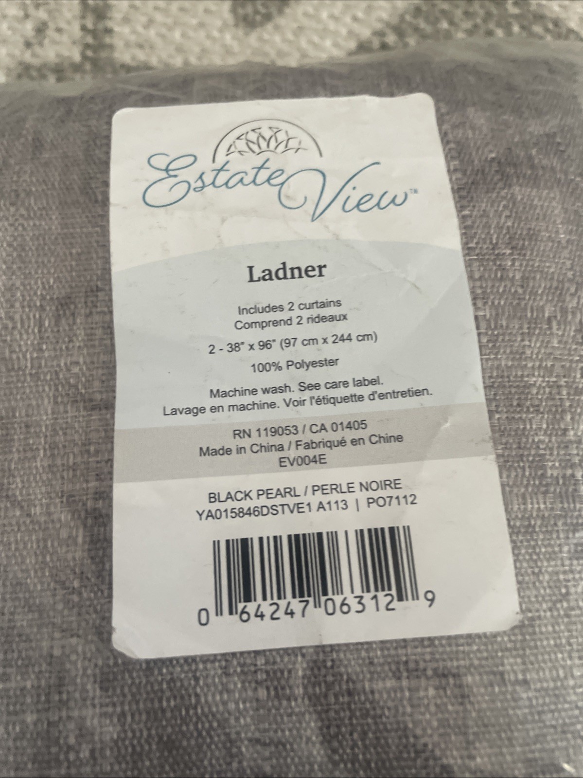 Estate View Ladner Curtains Set of 2 Panels Gray38″ X 96″
