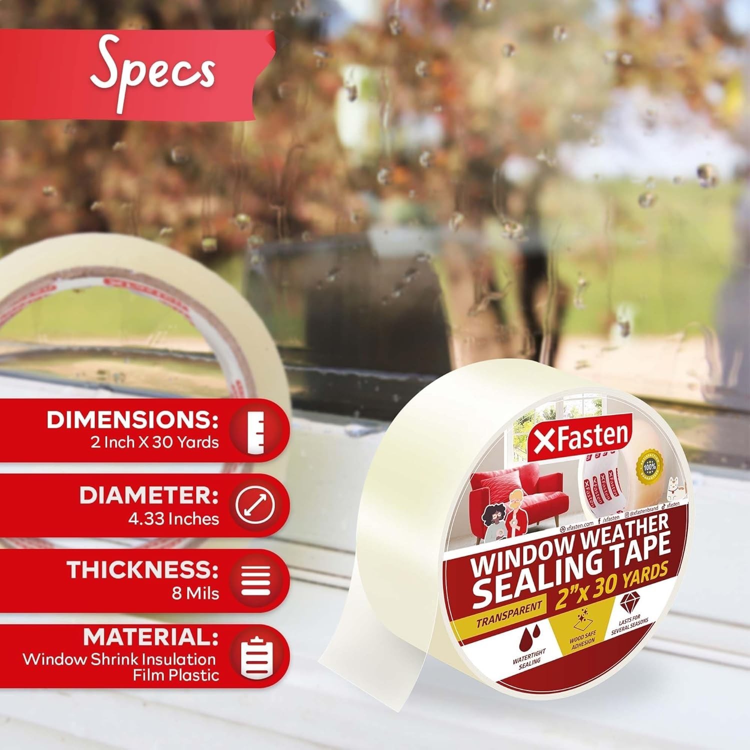 Transparent Window Weather Sealing Tape multi size Yards, Clear Sealing Film