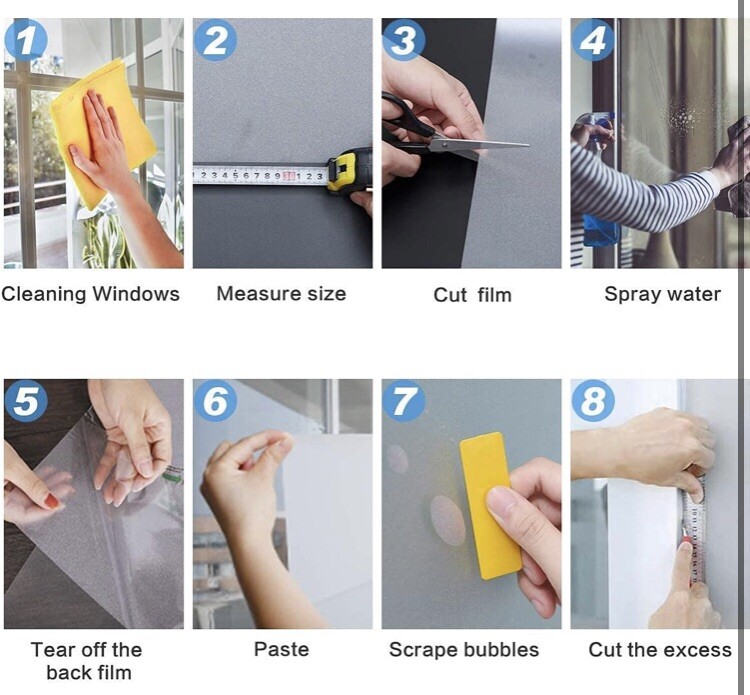 Privacy Window Film Non-Adhesive Frosted Decorative Glass Film Static Cling