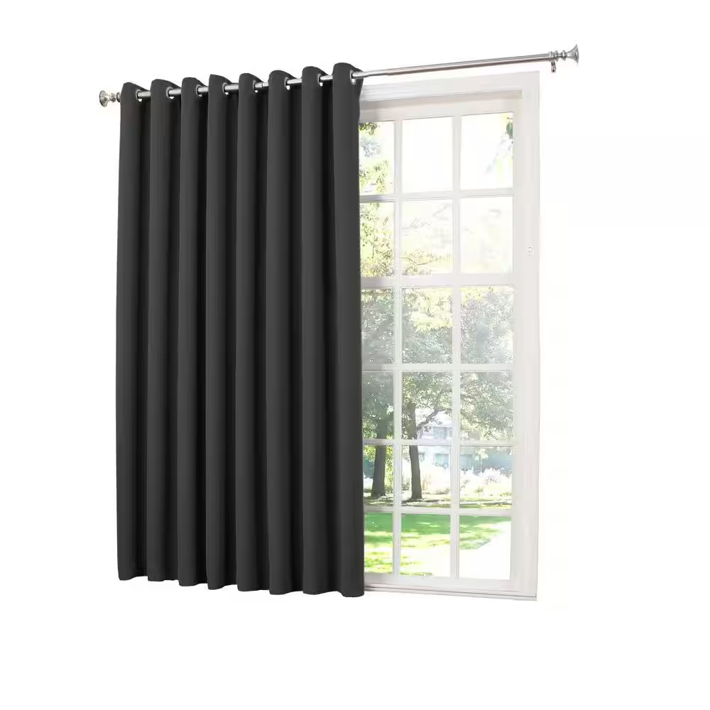 Black Solid Grommet Room Darkening Curtain – 100 In. W X 84 In. L