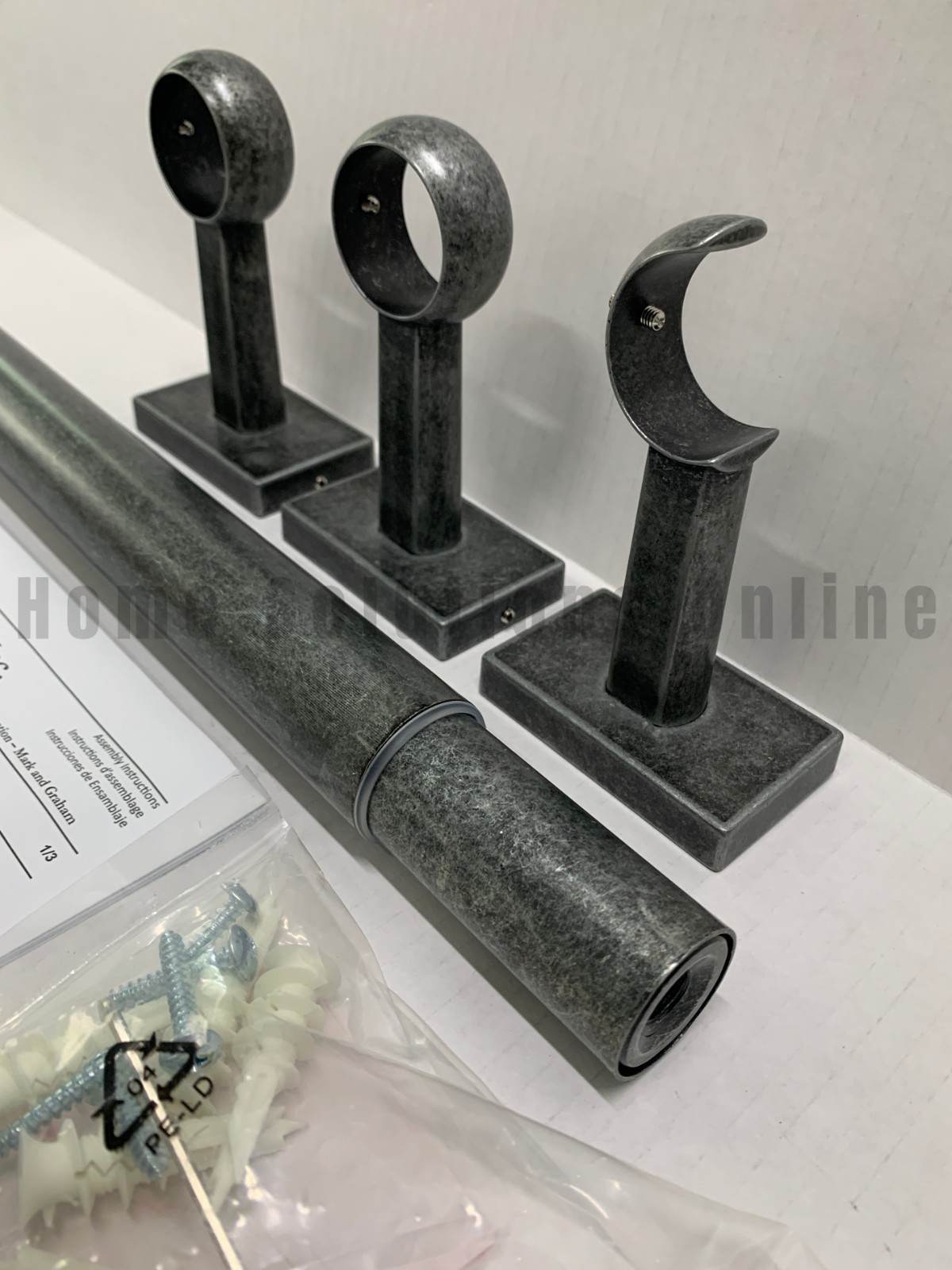 Pottery Barn Cast Iron Curtain Rod Wall Bracket Pewter 1.25″ 48-88 #R5008