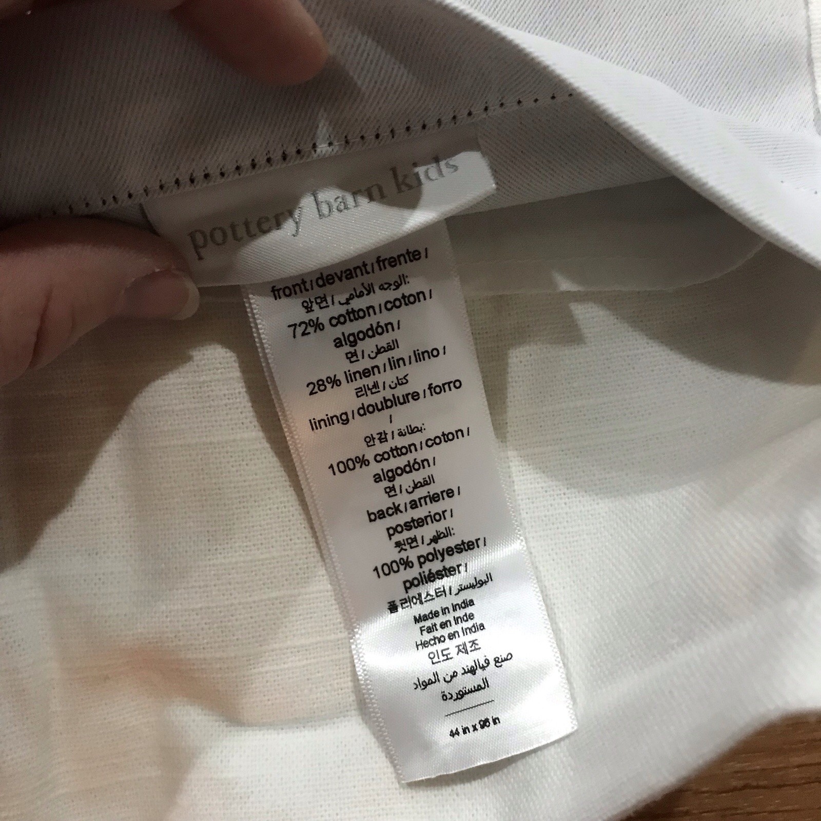 Pottery Barn Kids Evelyn Linen Blend Bow Valance Blackout Curtain Ivory 44 X 96