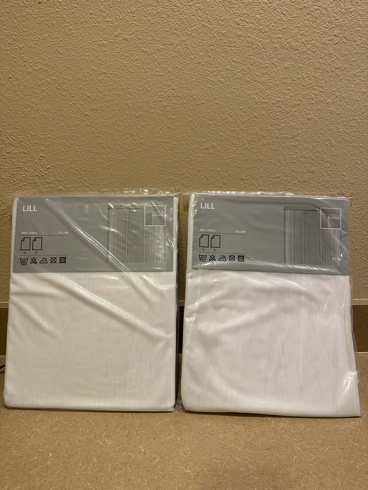 Lot 2 Packages (4 panels) Ikea Lill 110×98 White Sheer Curtain Panel NEW NIP