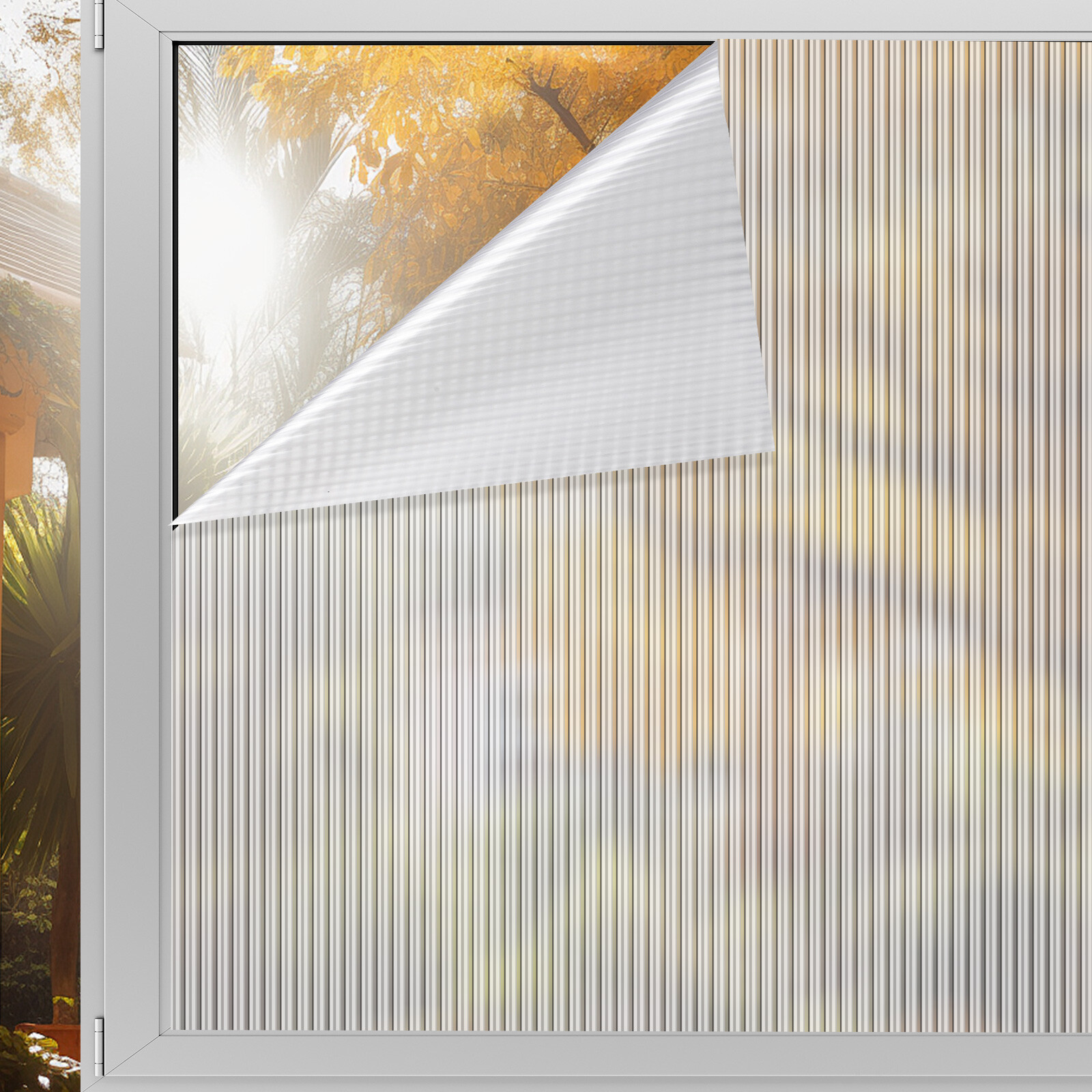 Privacy Window Film Reeded Glass Static Cling Sticker 78.7 x 17.8”
