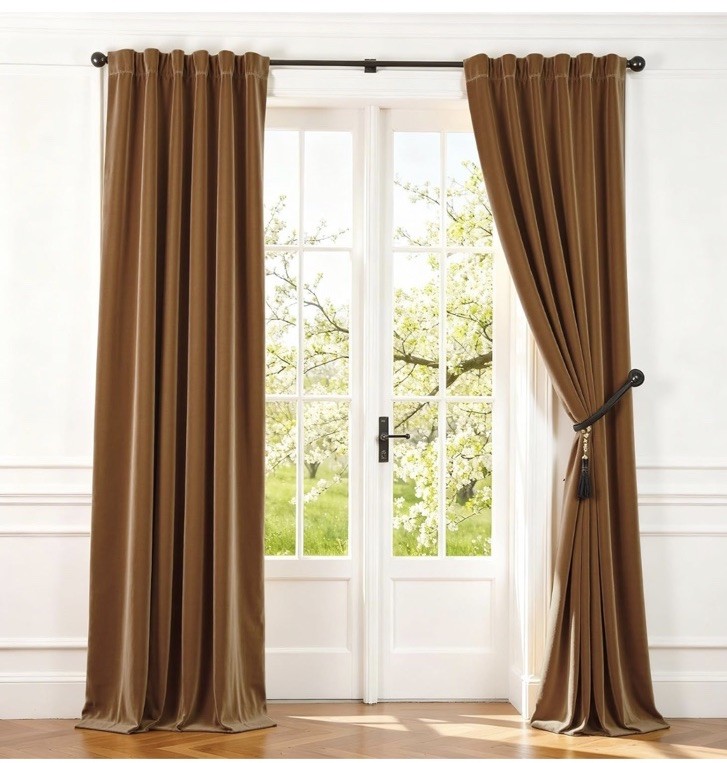 Velvet Blackout Curtains Room Darkening 52″W x 96″L (Pack of 2) Gold Brown